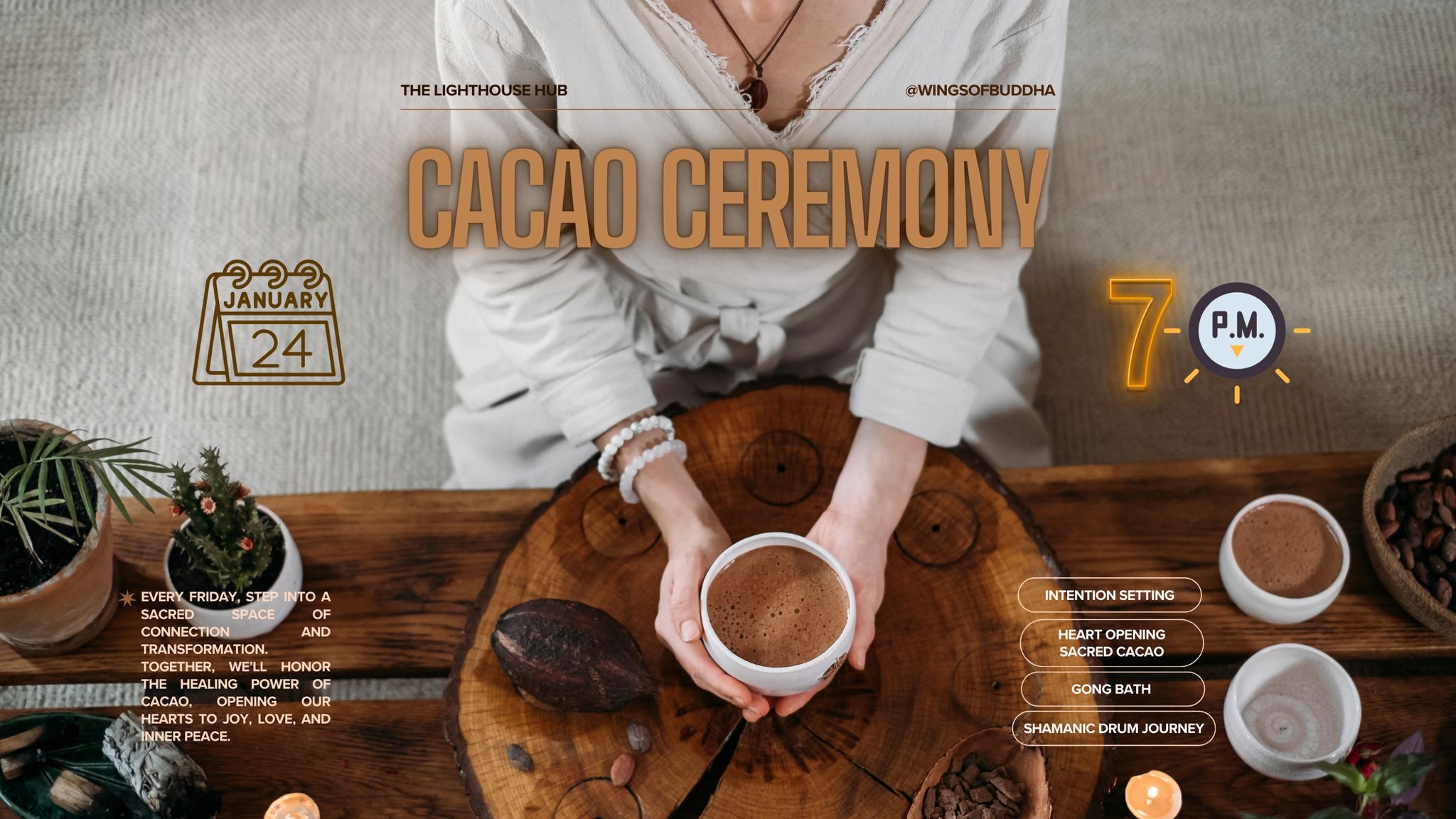 Sacred Blue Lotus Cacao Ceremony (Friday 24th January) @ The Lighthouse Hub