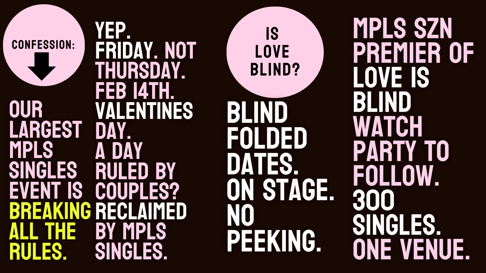 Thursday | Is Love Blind? Watch Party & Blindfolded Dating Show on Stage @ Green Room  | Uptown Minneapolis