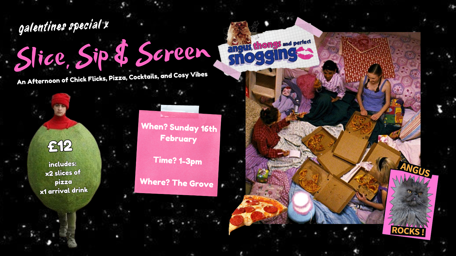 Galentines – Slice, Sip & Screen ft. Angus, Thongs and Perfect Snogging💅