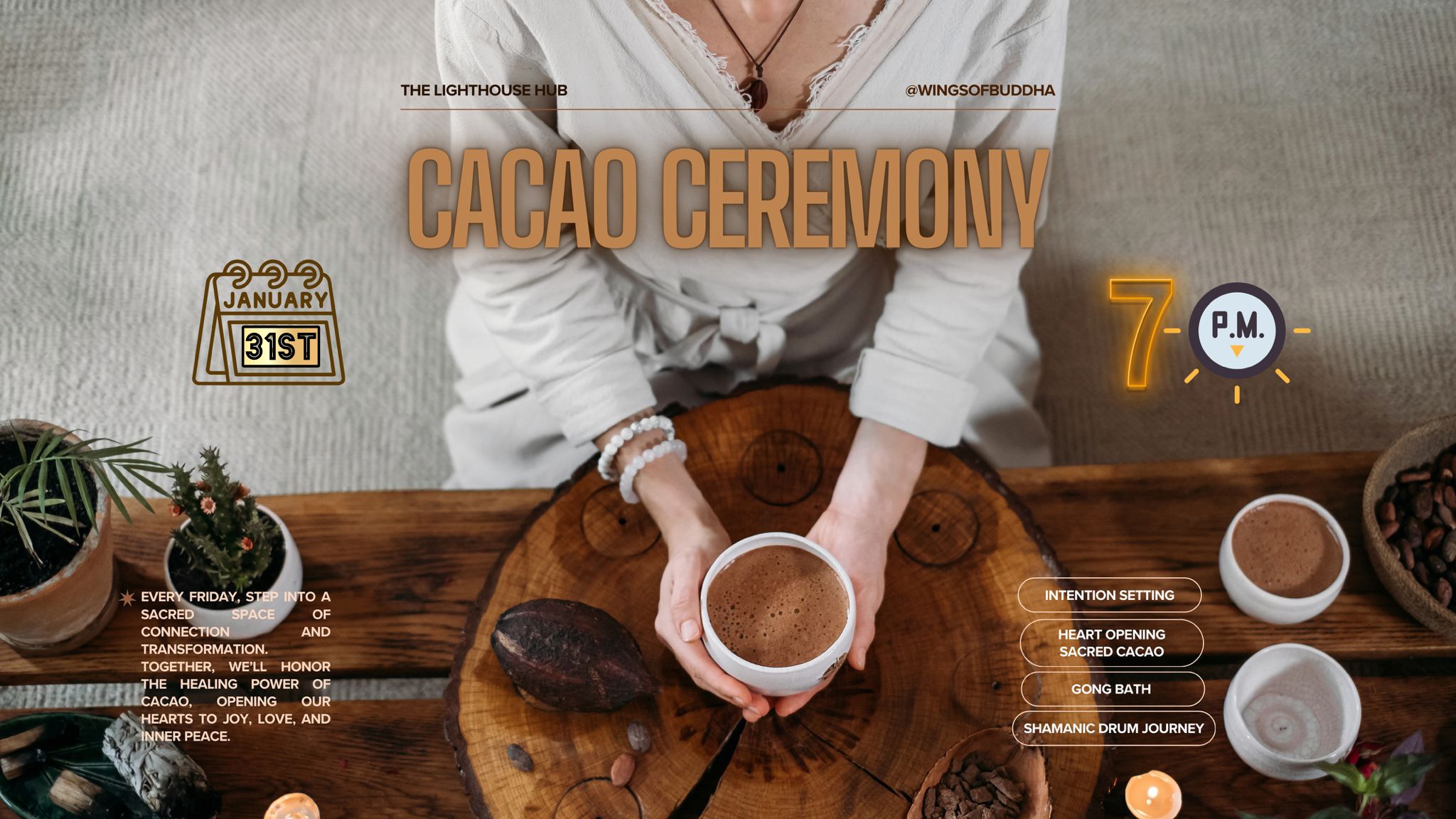 Sacred Blue Lotus Cacao Ceremony (Friday 31st January) @ The Lighthouse Hub