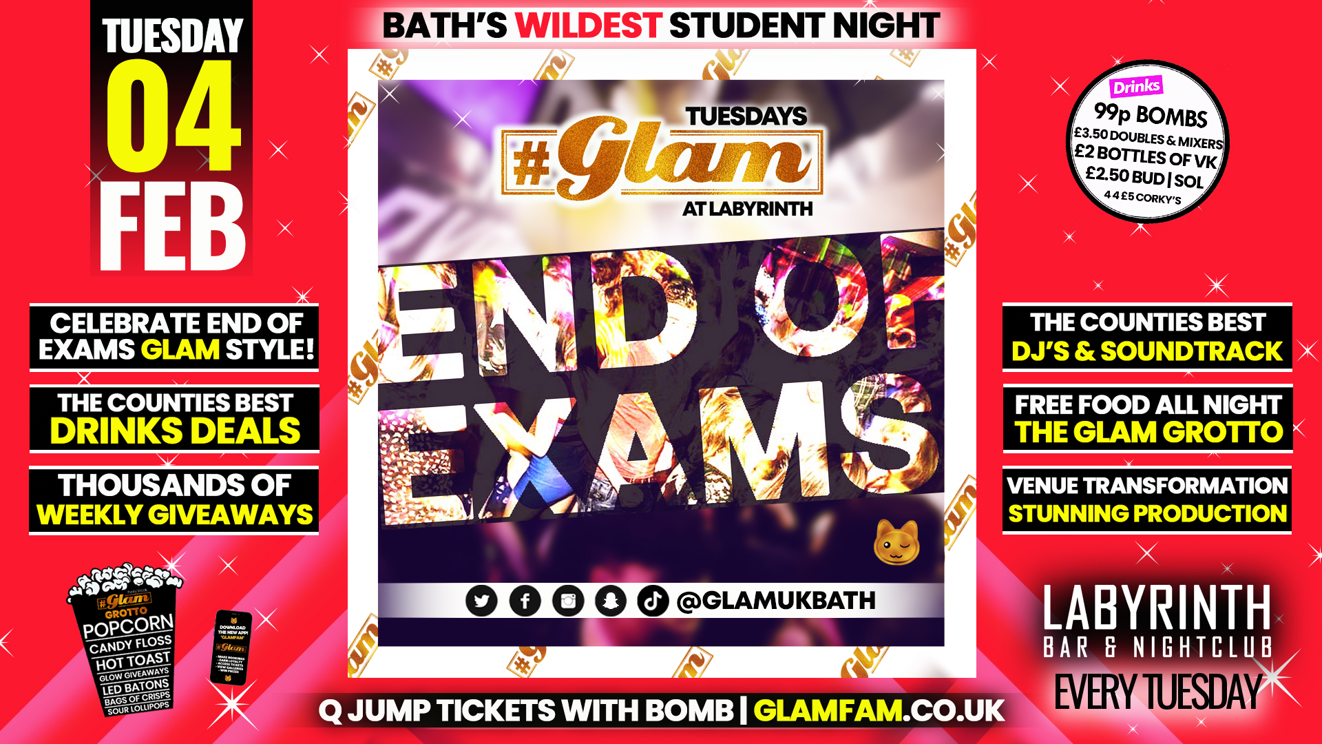 Glam | END OF EXAMS TAKE-OVER AT GLAM! 🤩 Bath’s Wildest Student Night | Tuesdays at Labs 😻