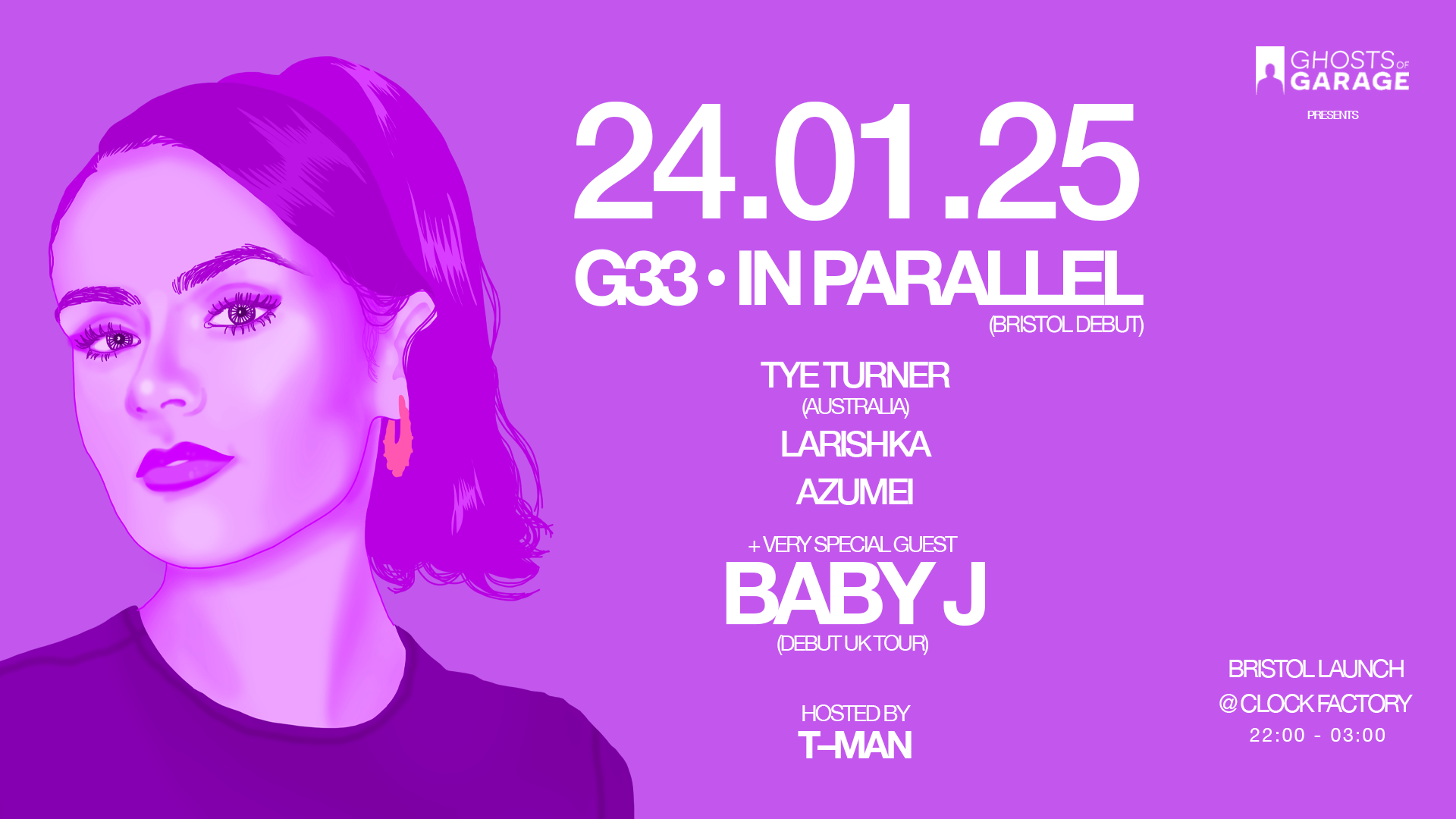 GHOSTS OF GARAGE BRISTOL LAUNCH with G33 (Girls Don’t Sync), IN PARALLEL & Special Guest BABY J (Aus)