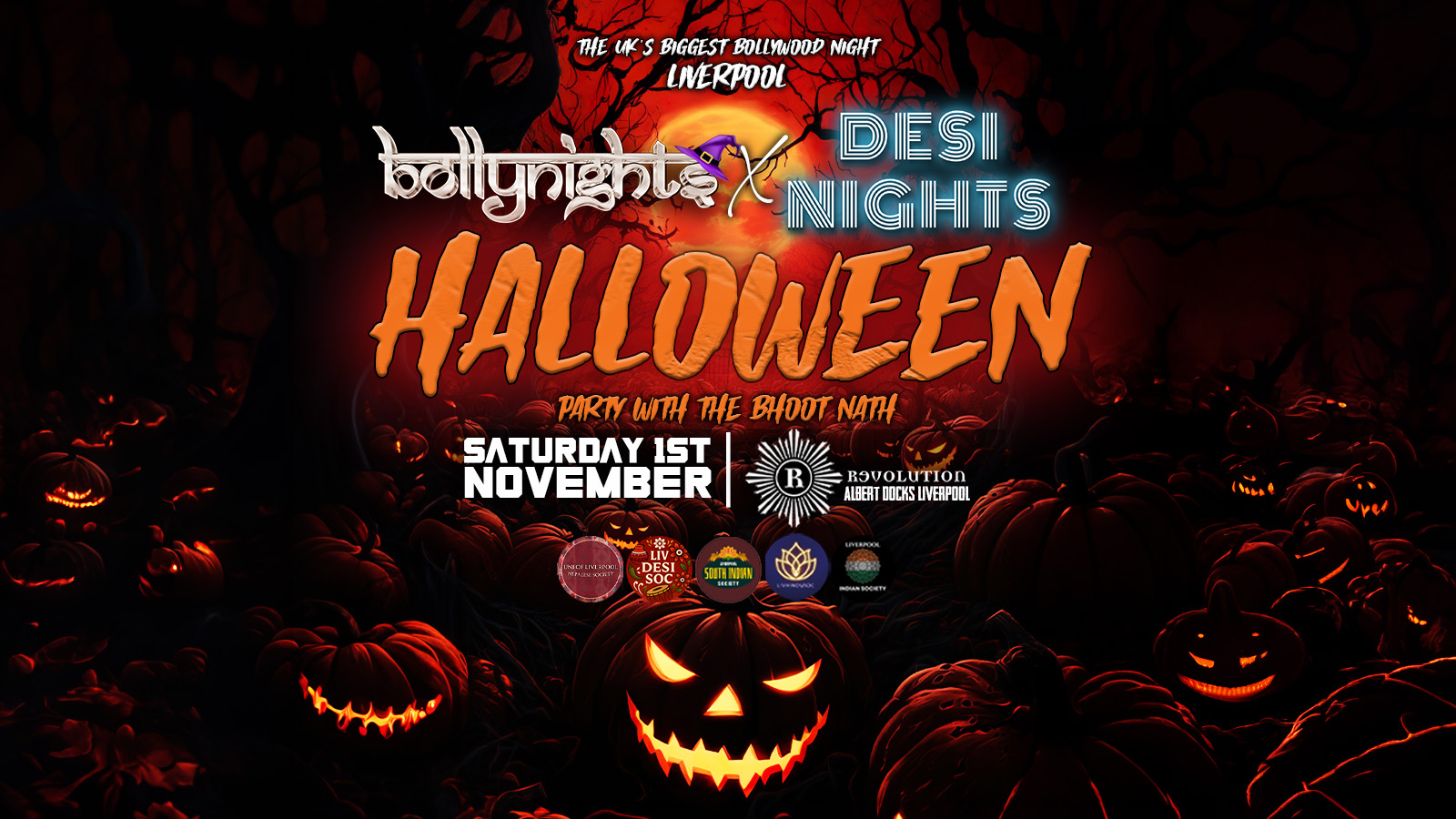 Liverpool Bollynights X Desi Nights  – Halloween Special | Saturday 1st November | Revolution Albert Docks