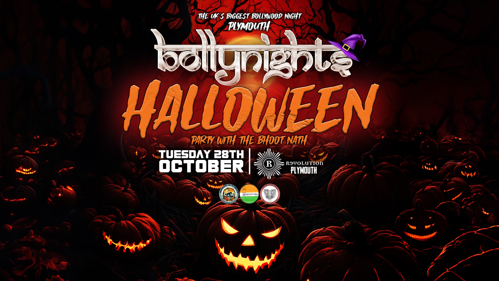 Bollynights Plymouth – Halloween Special | Tuesday 28th October | Revolution Plymouth