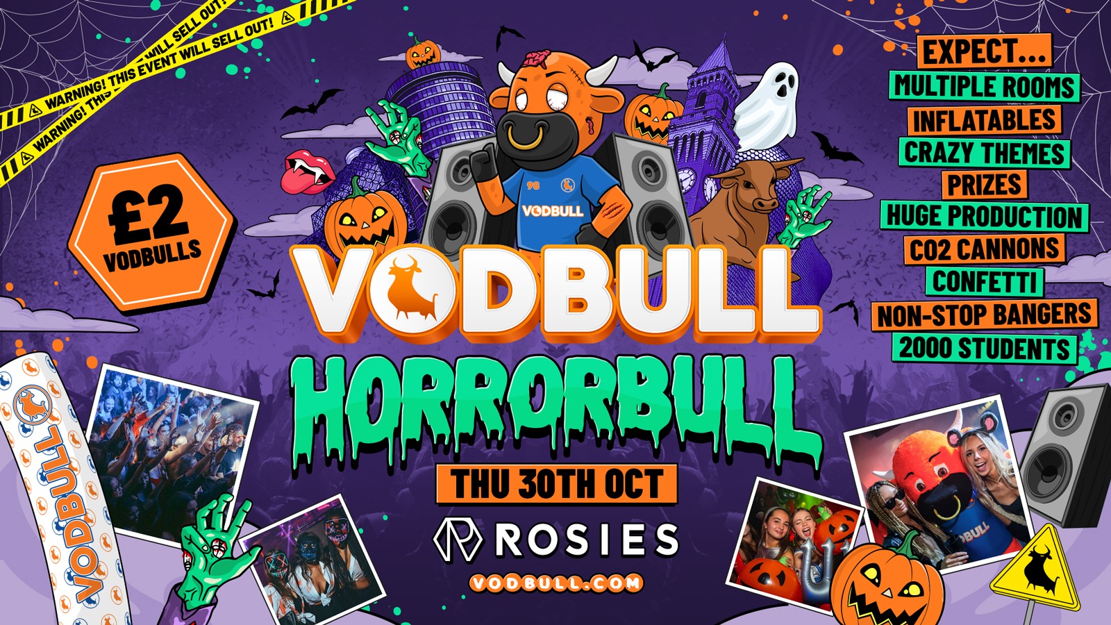 VODBULL HALLOWEEN HORRORBULL at ROSIES!! ⚠️[100 SPACES ON THE DOOR FROM 10PM!!]⚠️💥30/10