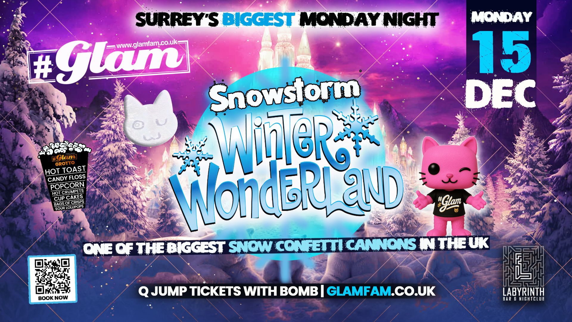 😻 Glam at Labyrinth ❄️ WINTER WONDERLAND! ☃️ Surrey’s Biggest Monday Night! 🤩