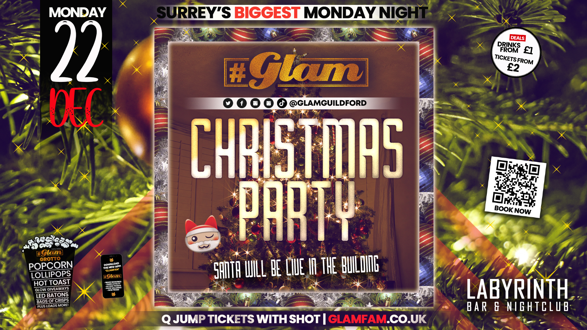 😻 Glam at Labyrinth 🎄 GLAM CHRISTMAS PARTY! 🎄 Surrey’s Biggest Week Night! 🤩