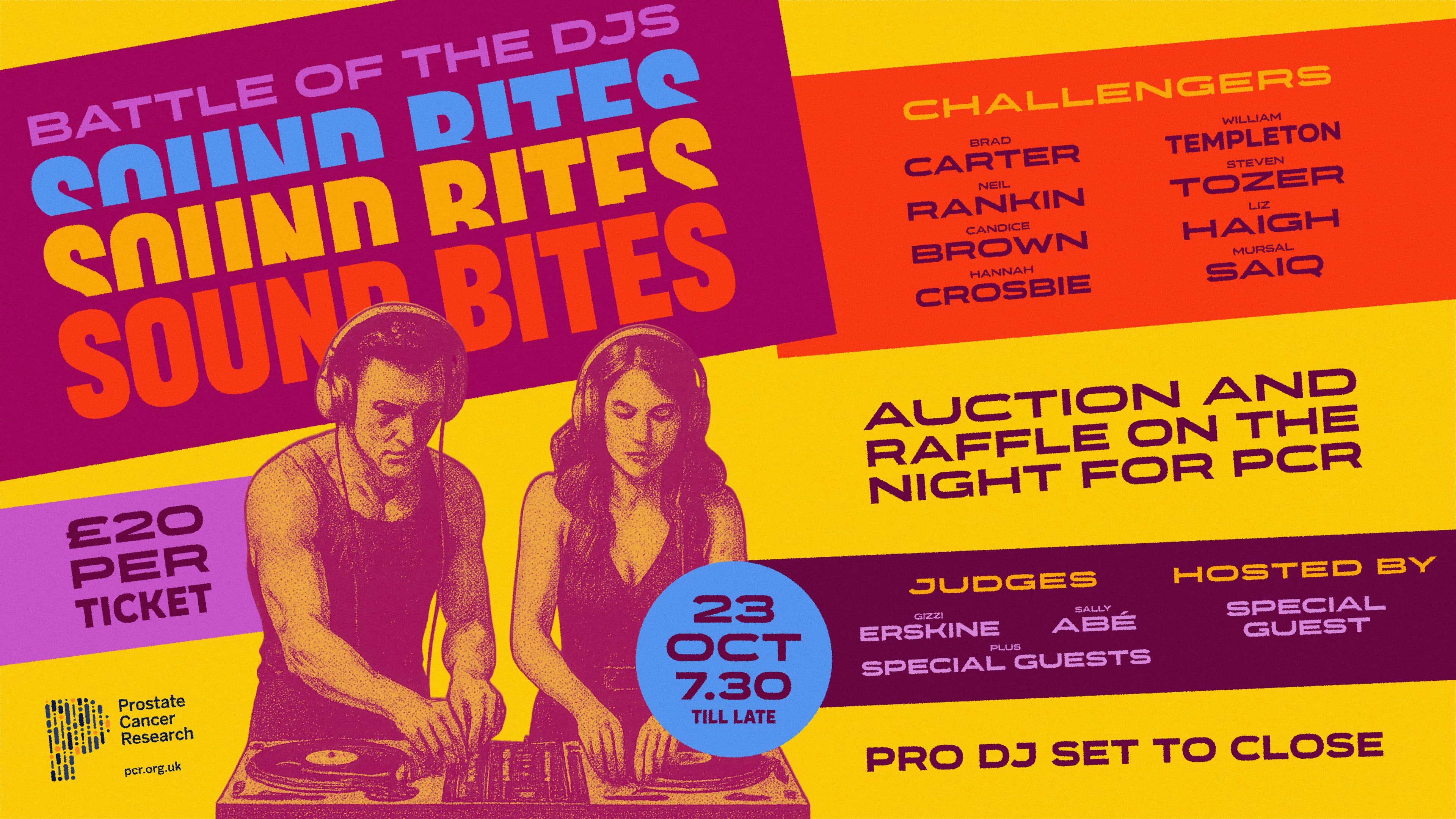 (Cancelled) SOUND BITES: Battle of the DJs | In aid of Prostate Cancer Research