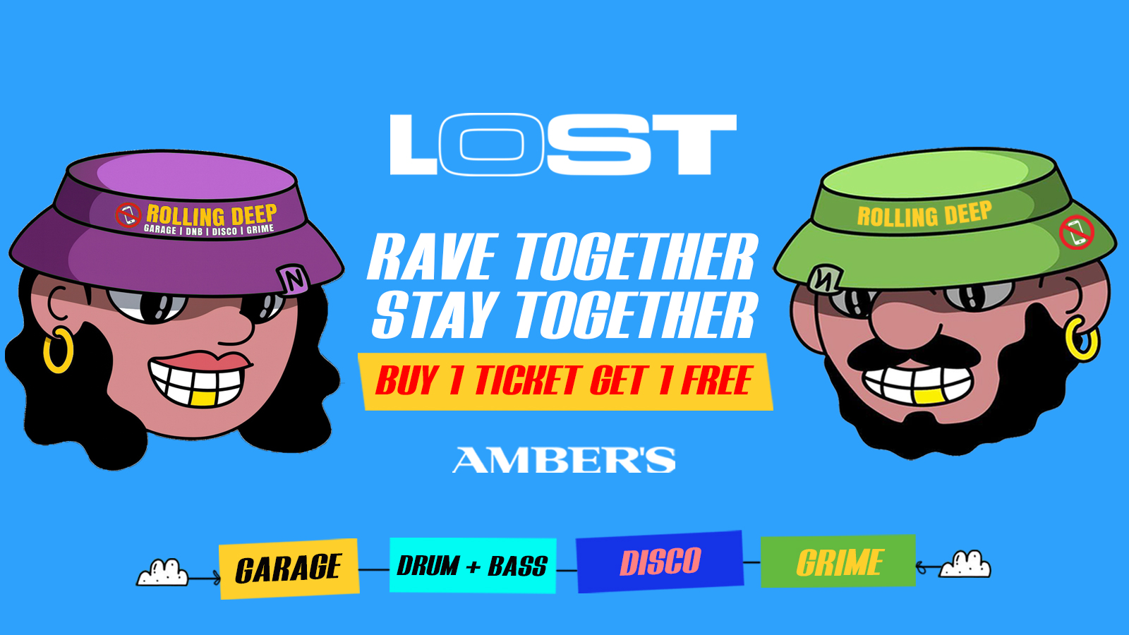 LOST THURSDAYS 🔊 RAVE TOGETHER STAY TOGETHER! BUY ONE GET ONE FREE! 🧃 £3.50 DOUBLES 🎶 GARAGE | BASSLINE | DISCO + GRIME!