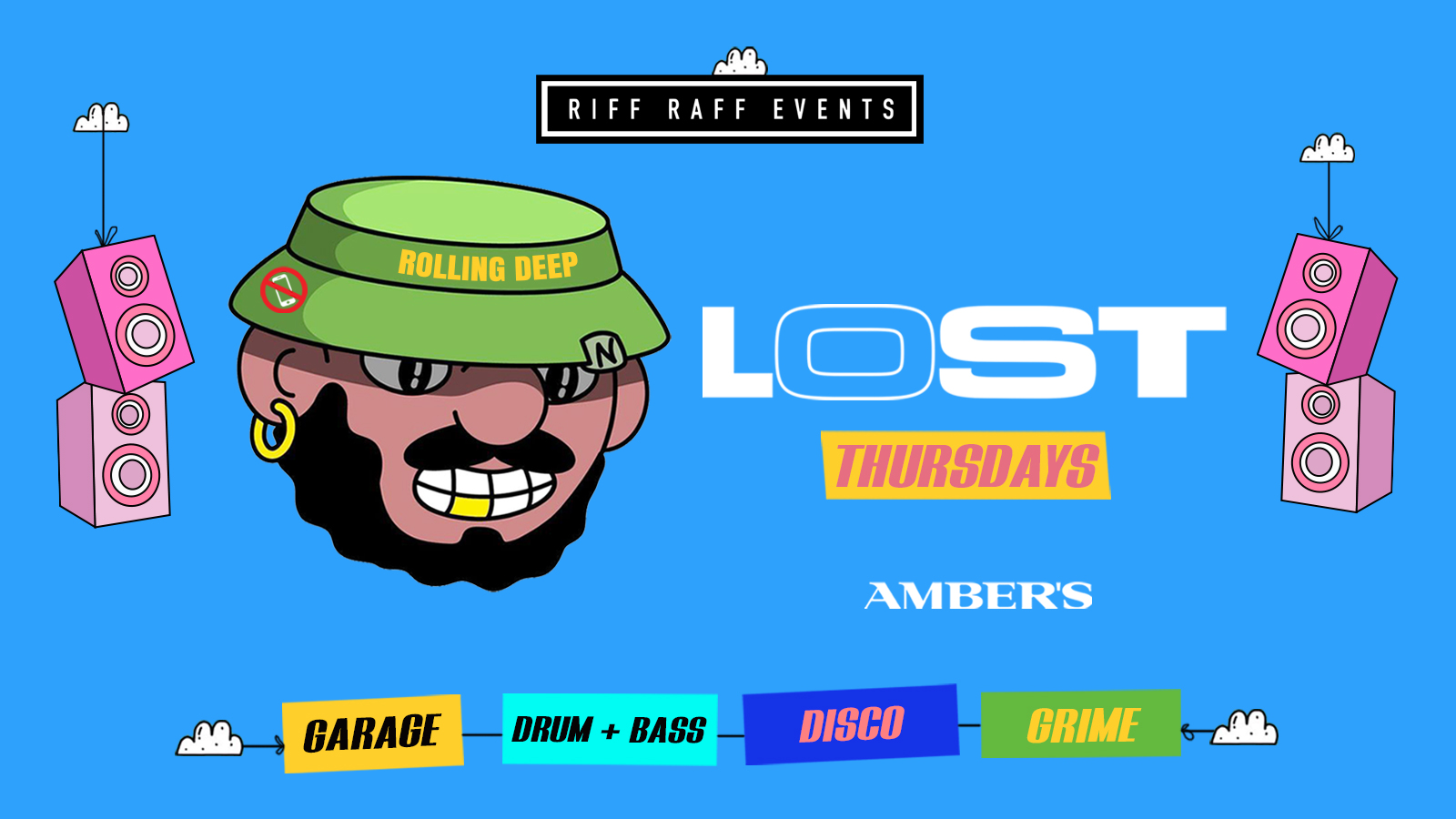 LOST THURSDAYS 🔊 @AMBERS 🧃 £3.50 DOUBLES 🎶 GARAGE | BASSLINE | DISCO + GRIME!