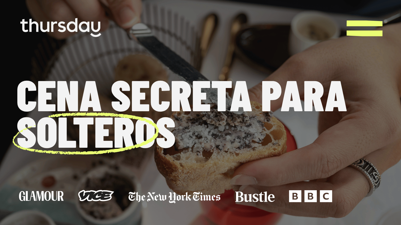 Cena del Jueves | Encuentro Secreto de Solteros | Sant Martí | Solo mayores de 30 años