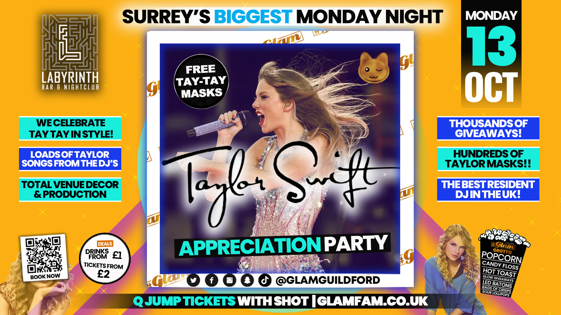 😻 Glam at Labyrinth | TAYLOR SWIFT APPRECIATION PARTY 🎤 Surrey’s Biggest Monday Night! 🤩