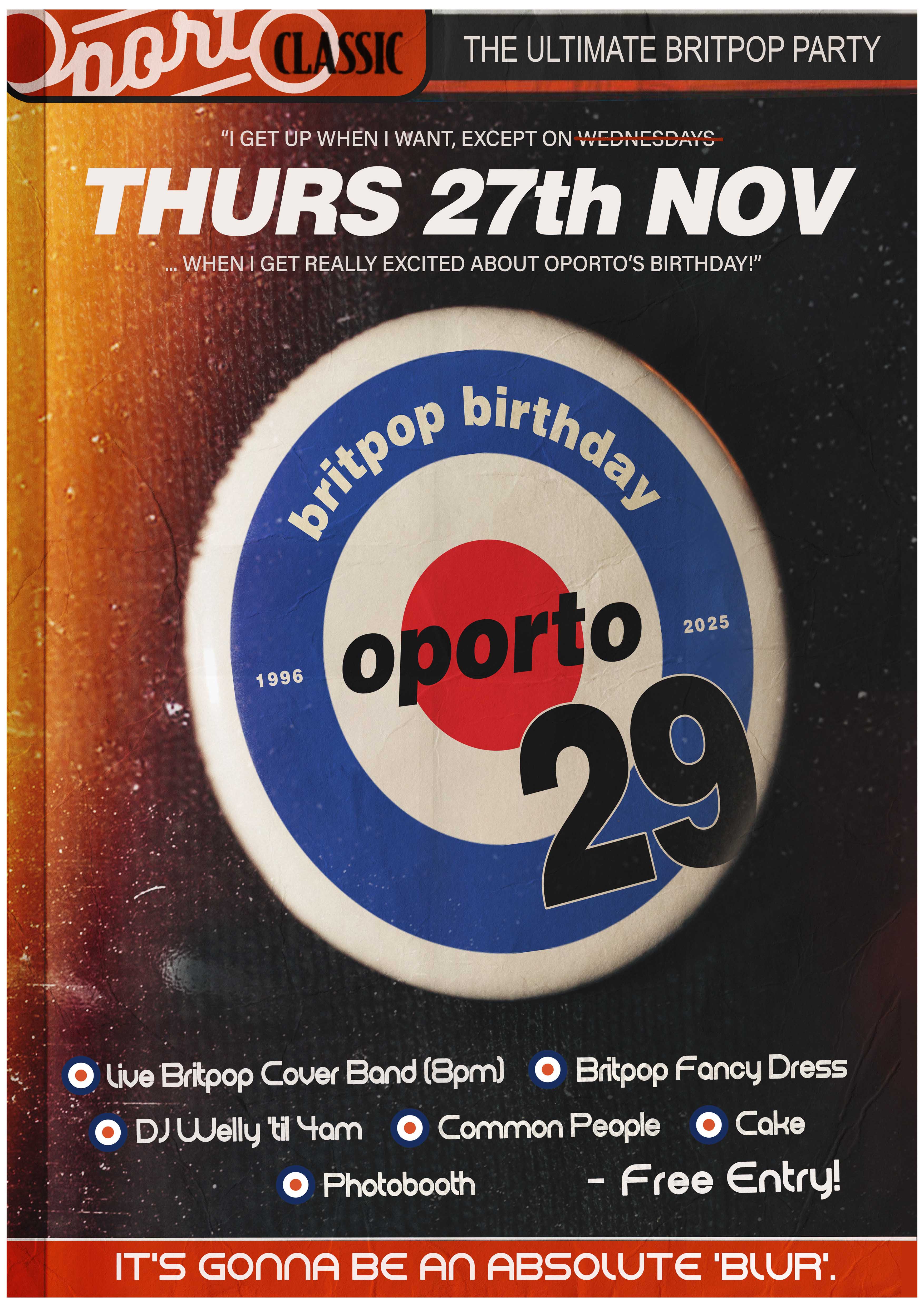 Oporto’s 29th ‘Britpop Birthday’