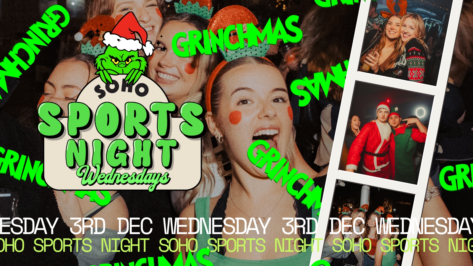 Your Official Soho Sports Night Grinch Edition | Wednesday 3rd December | Soho Rooms Newcastle