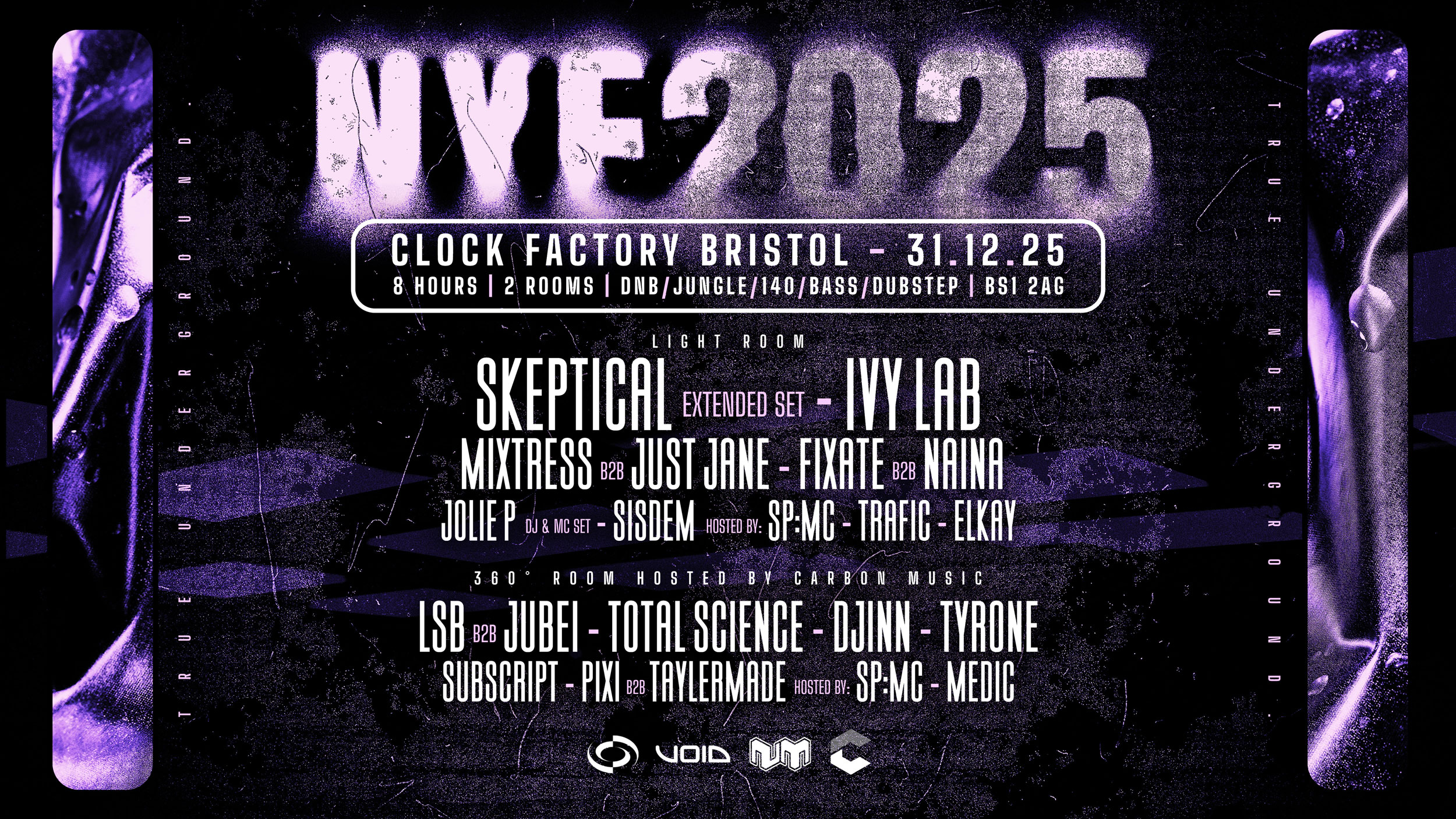 True Underground NYE • Skeptical, Ivy Lab, LSB B2B Jubei & More