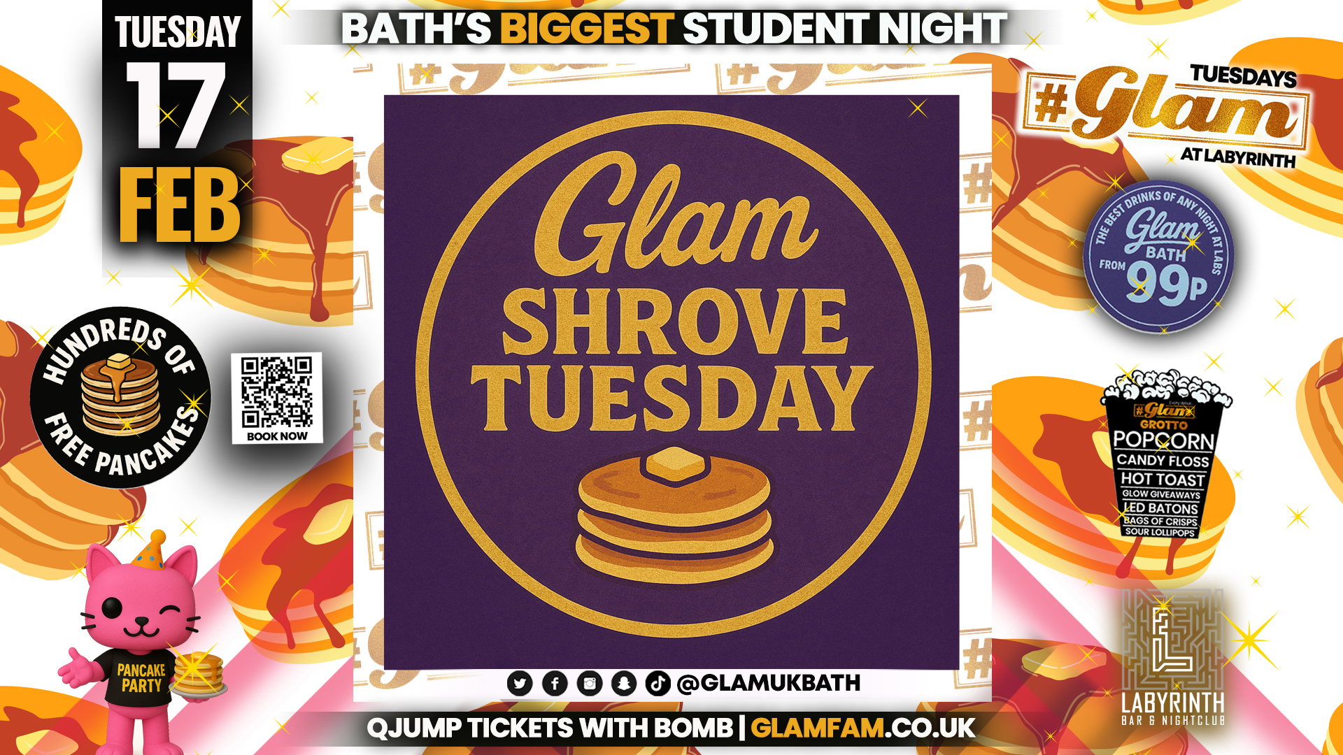 Glam – 🥞 SHROVE TUESDAY! 🥞 Bath’s Wildest Student Night!! | Tickets and Drinks from 99p!‼️Every Tuesday at Labyrinth 😻