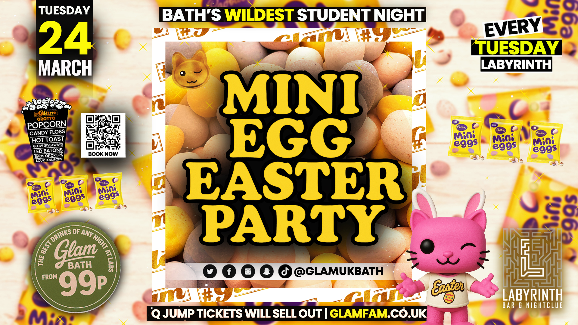 Glam – 🐣 MINI EGG PARTY! 🐣Bath’s Wildest Student Night!! | Tickets and Drinks from 99p!‼️Every Tuesday at Labyrinth 😻