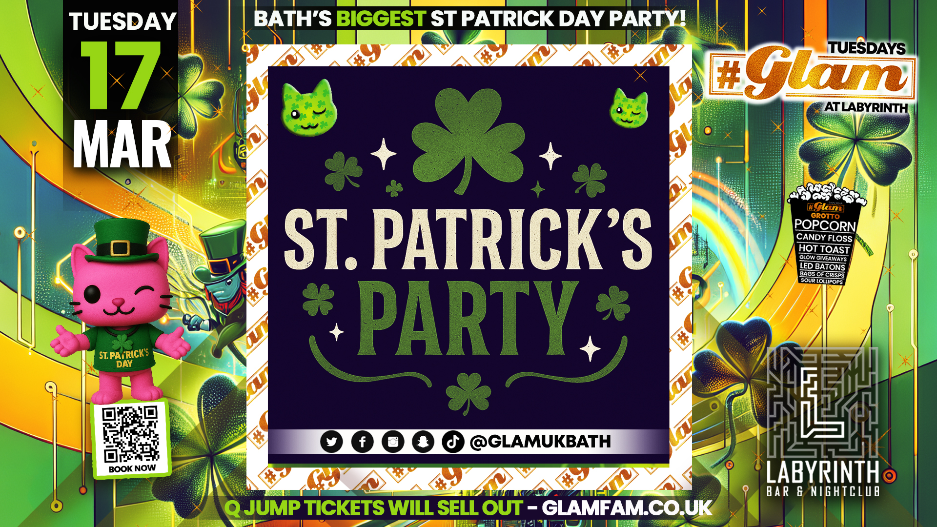 Glam – 🍀 BATH’S BIGGEST ST PATRICKS DAY PARTY!🍀Bath’s Wildest Student Night!! | Tickets and Drinks from 99p!‼️Every Tuesday at Labyrinth 😻