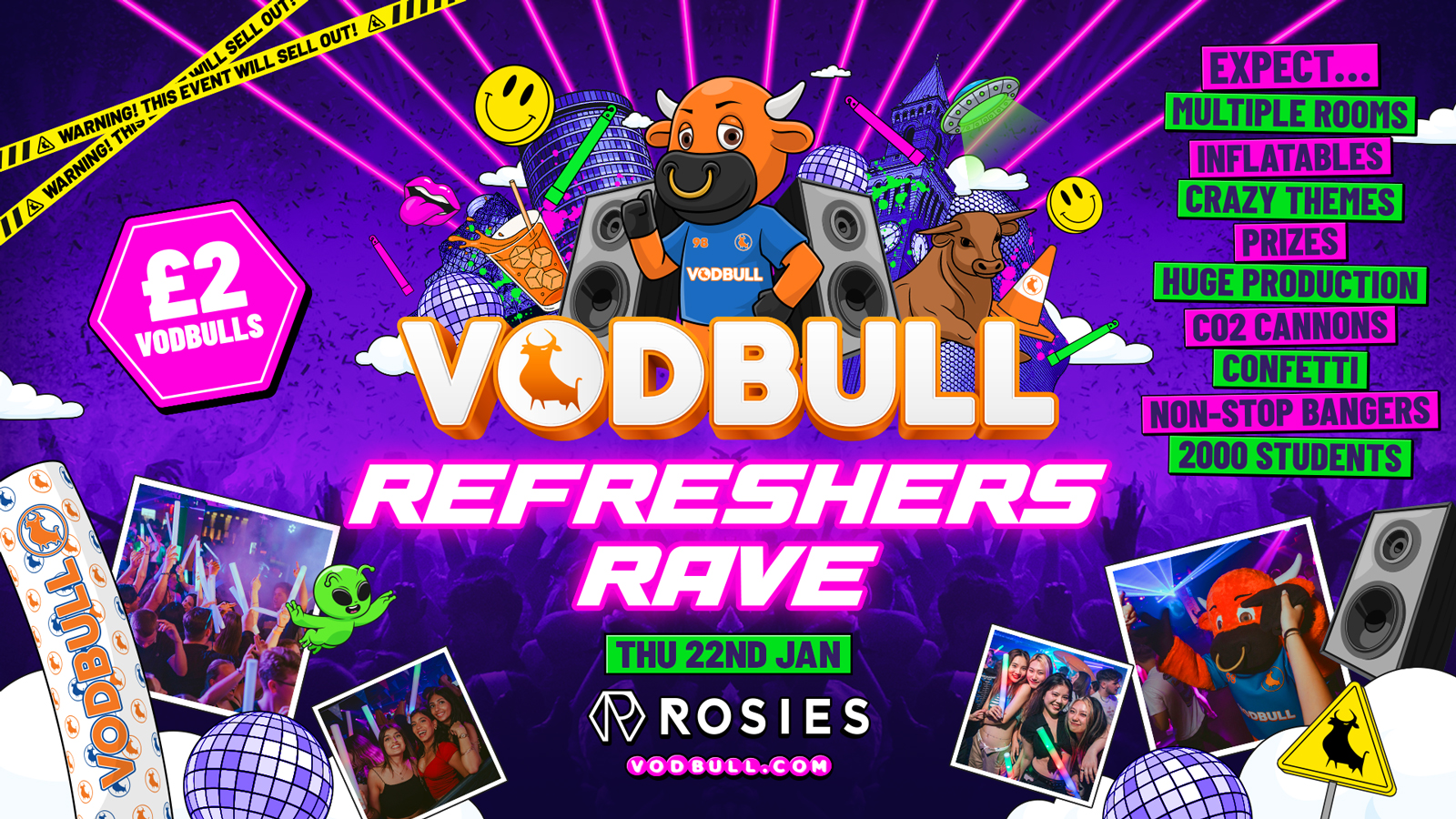 🧡 VODBULL REFRESHERS RAVE ⚠️[200 SPACES ON THE DOOR FROM 11PM]⚠️ at ROSIES!! 22/01/26