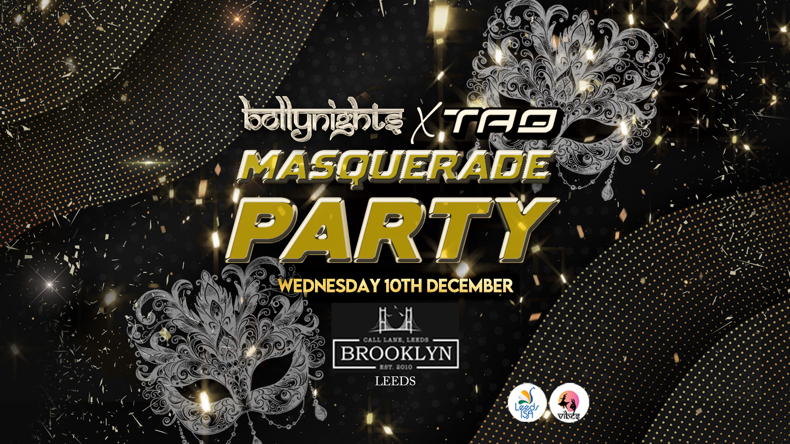 Leeds Bollynights  – Masquerade Party | Wednesday 10th December | Brooklyn Leeds