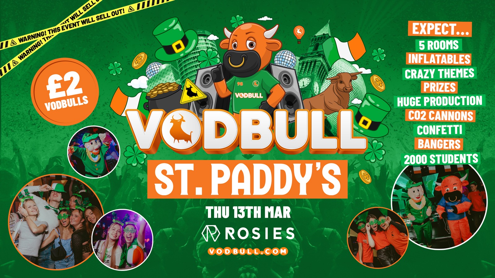 🧡 ☘️ VODBULL ST PADDYS BULL  [FINAL TIX] ☘️at ROSIES!! 13/03