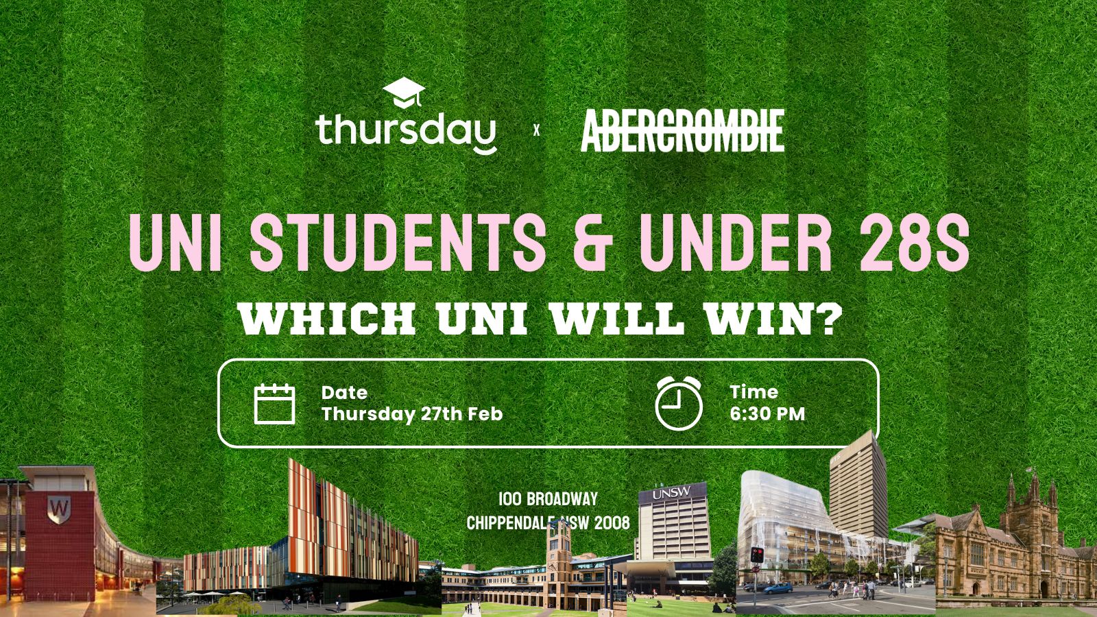 Thursday | 🎓 Students and Under 28s | Abercrombie Rooftop