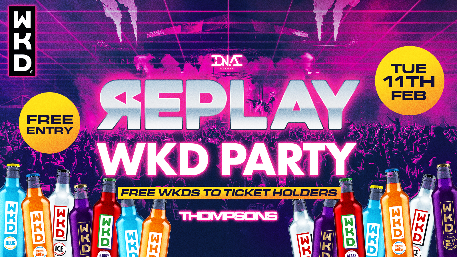 Replay Tuesdays at Thompsons Sponsored By WKD