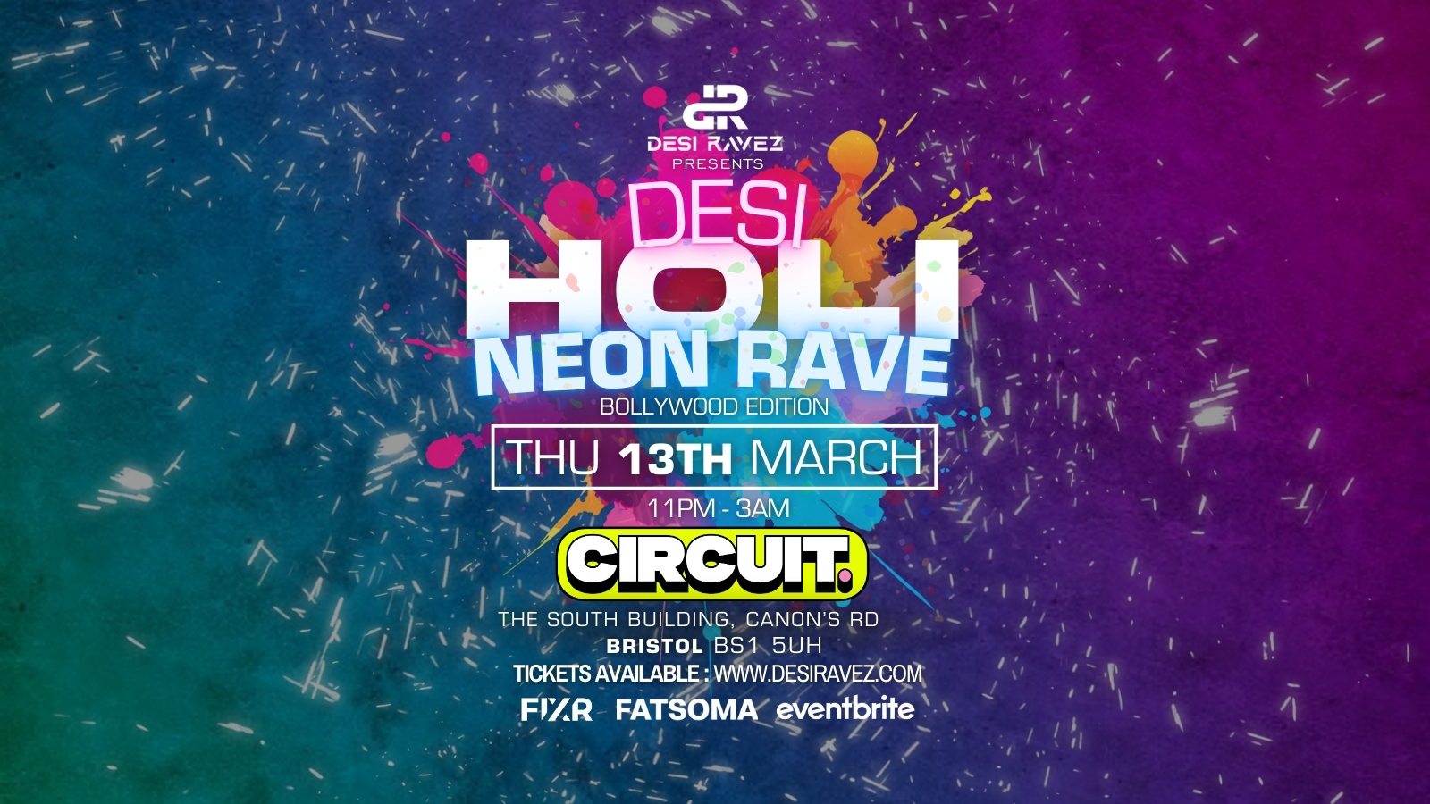 Desi Holi Neon Rave 🌈 – Thursday 13th March @Circuit Bristol