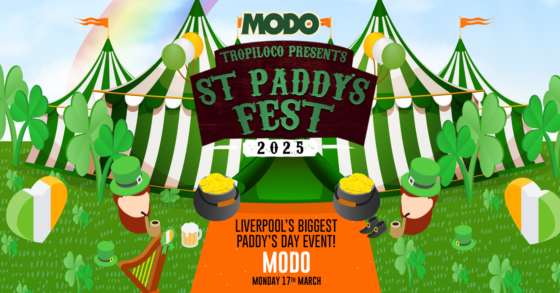 🇮🇪⚱️TROPILOCO PRESENTS – ST PADDY’S FEST – FREE TICKETS⚱️🇮🇪 MODO LIVERPOOL | CONCERT SQUARE | ST PATRICKS DAY | 17th MARCH 2025