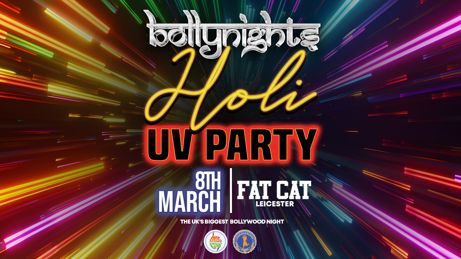 Bollynights Leicester – Holi UV Party | Saturday 8th March | Fat Cat