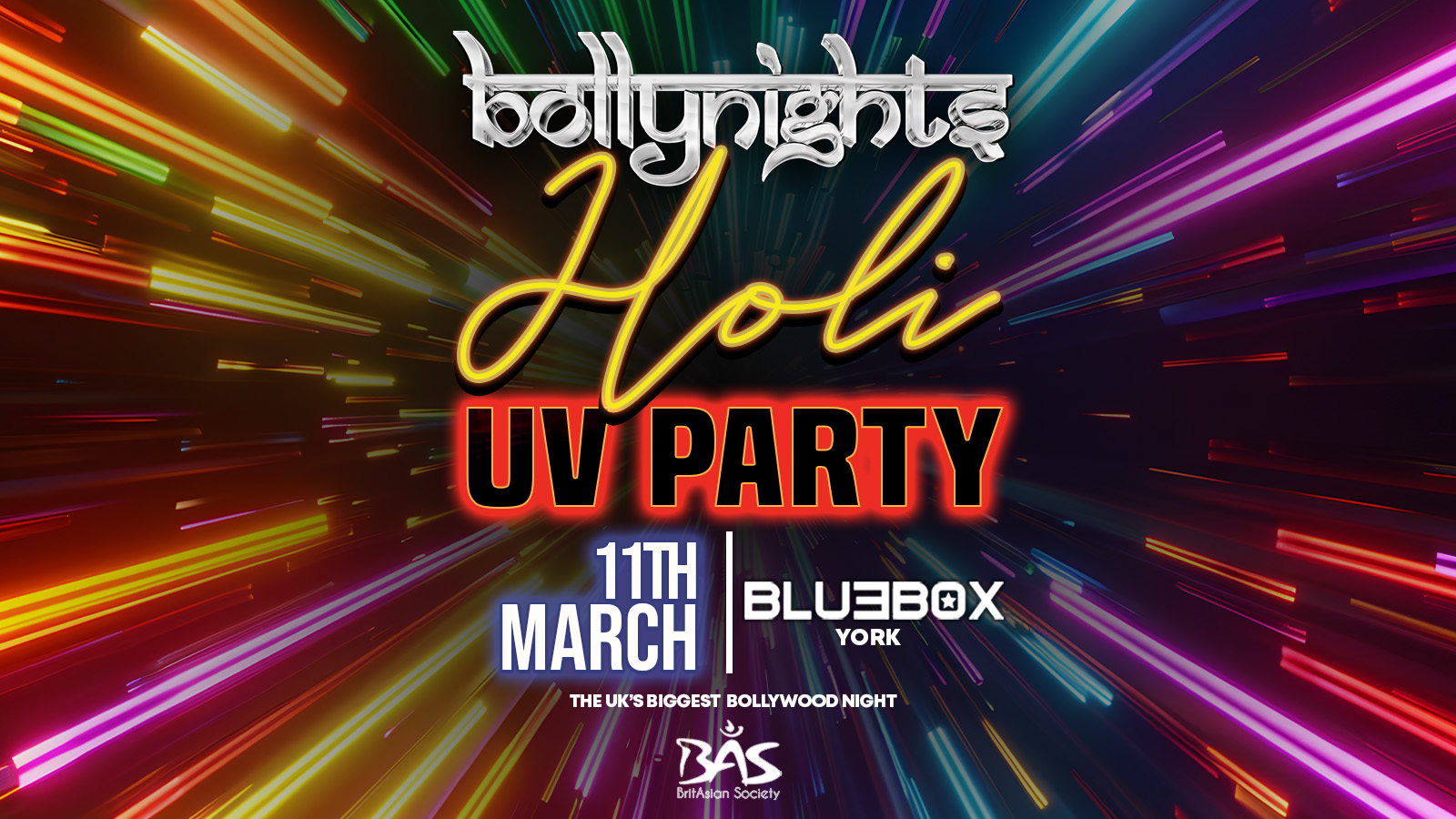 Bollynights York – Holi UV Party | Tuesday 11th March | Bluebox
