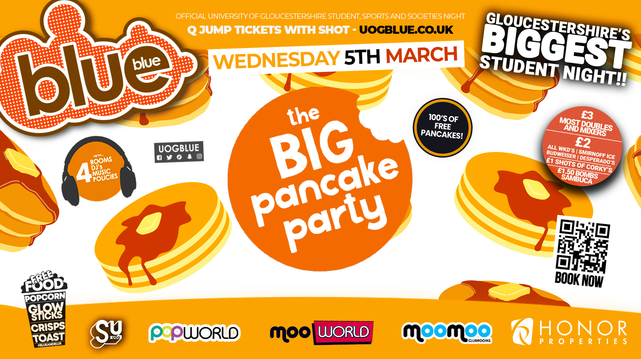Blue and Blue Wednesdays 🥞 PANCAKE PARTY! 🥞 Gloucestershire’s Biggest Student Night 💙