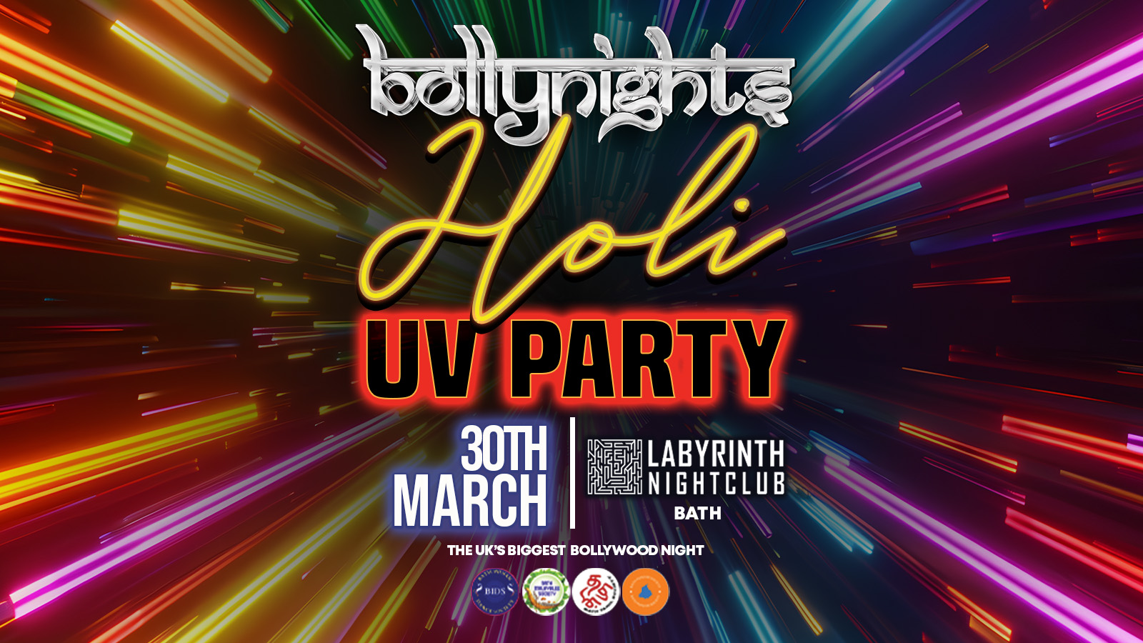 Bollynights Bath – Holi UV Party | Sunday 30th March | Labyrinth
