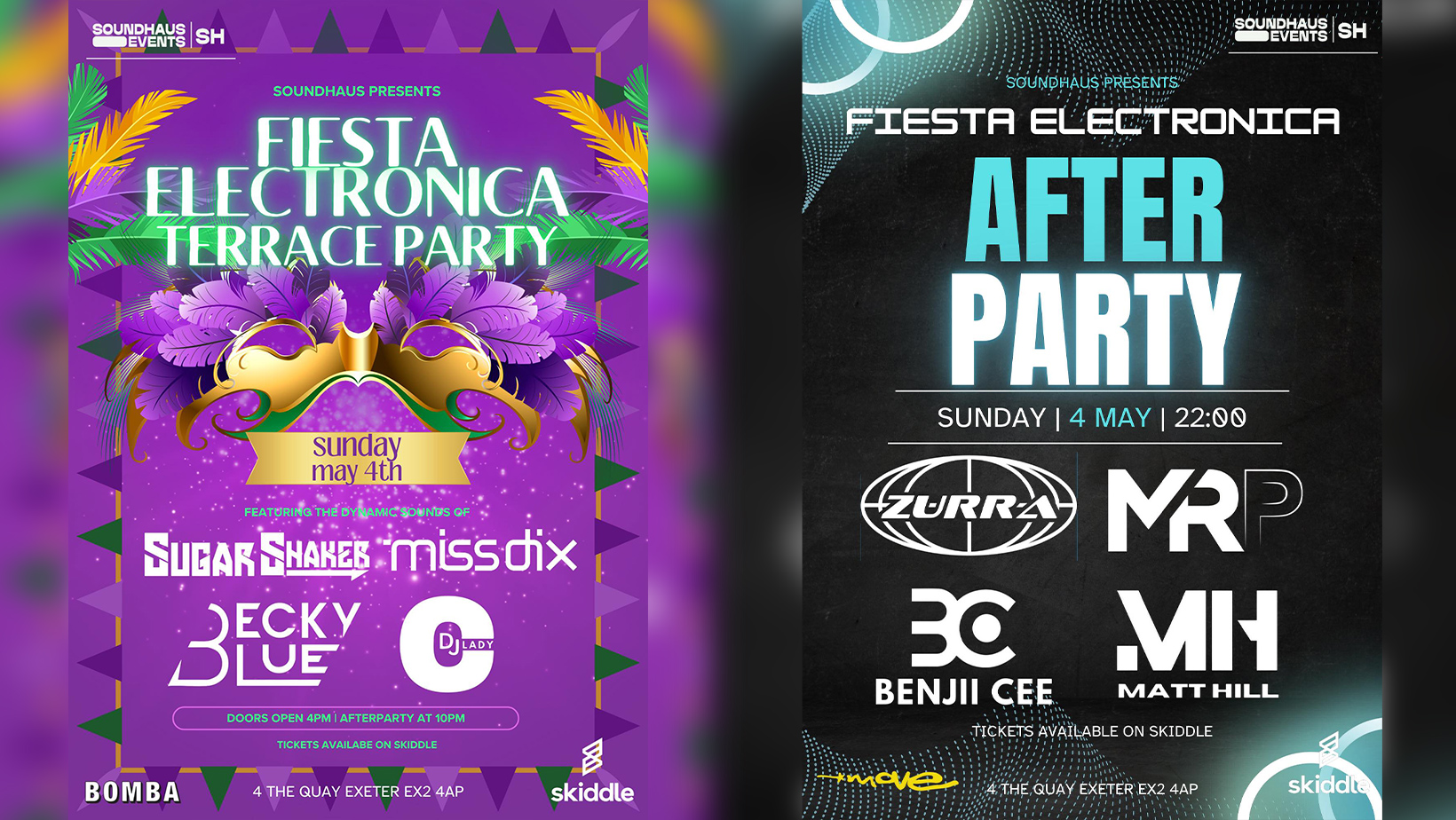 Fiesta Electronica Terrace Day Party & After Party – 04 May – Bomba – Move – Exeter
