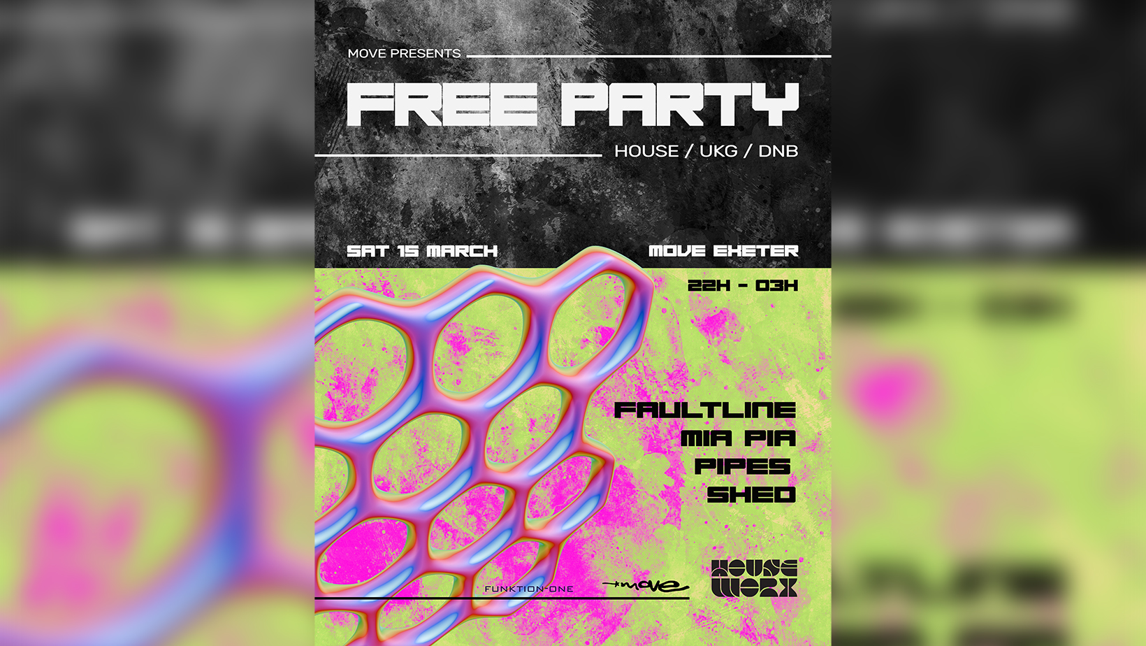 FREE PARTY // House + UKG + DnB // Sat 15 March // Move Exeter