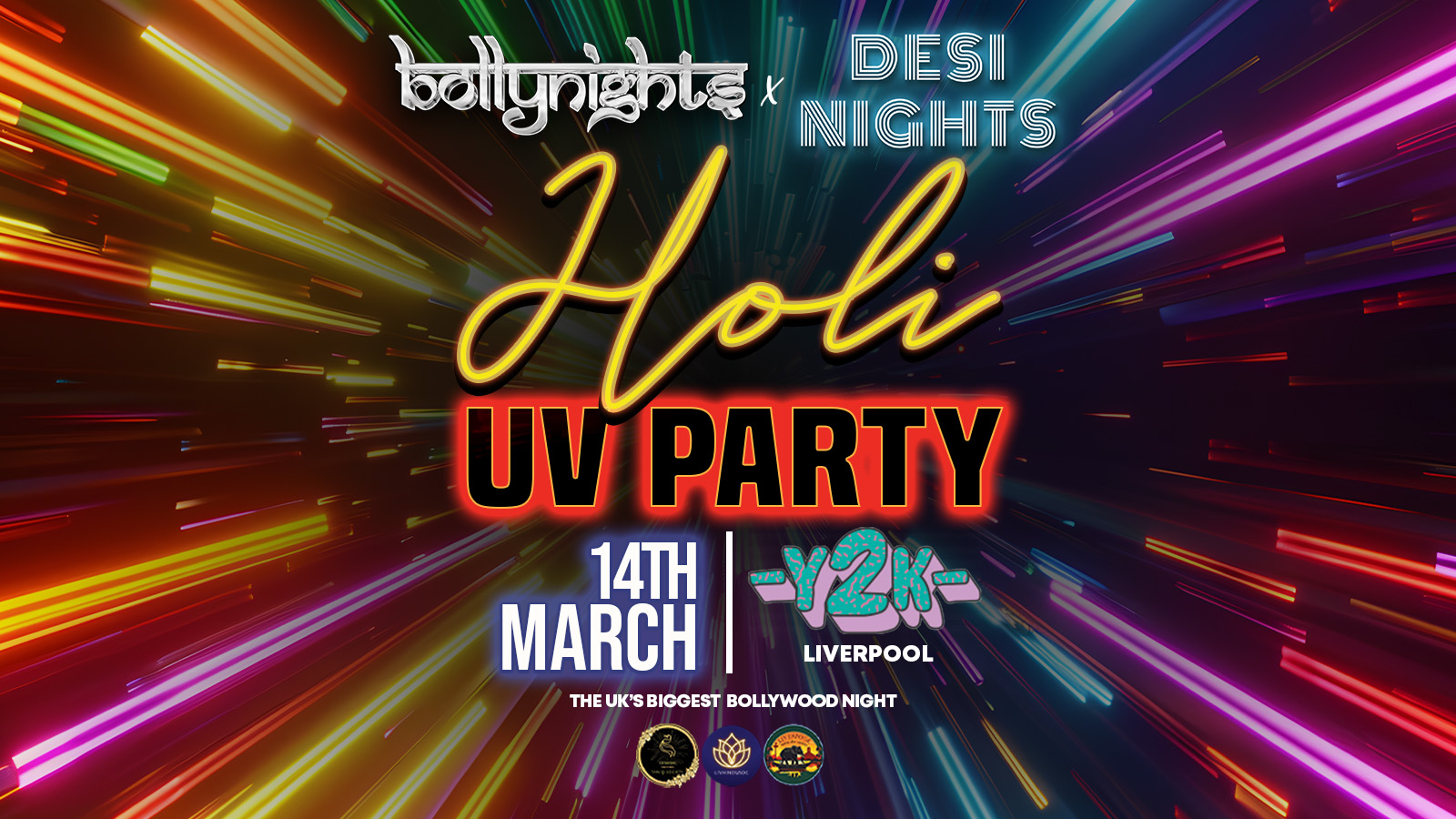 Bollynights X Desi Nights Liverpool  – Holi UV Party | Friday 14th March | Fusion