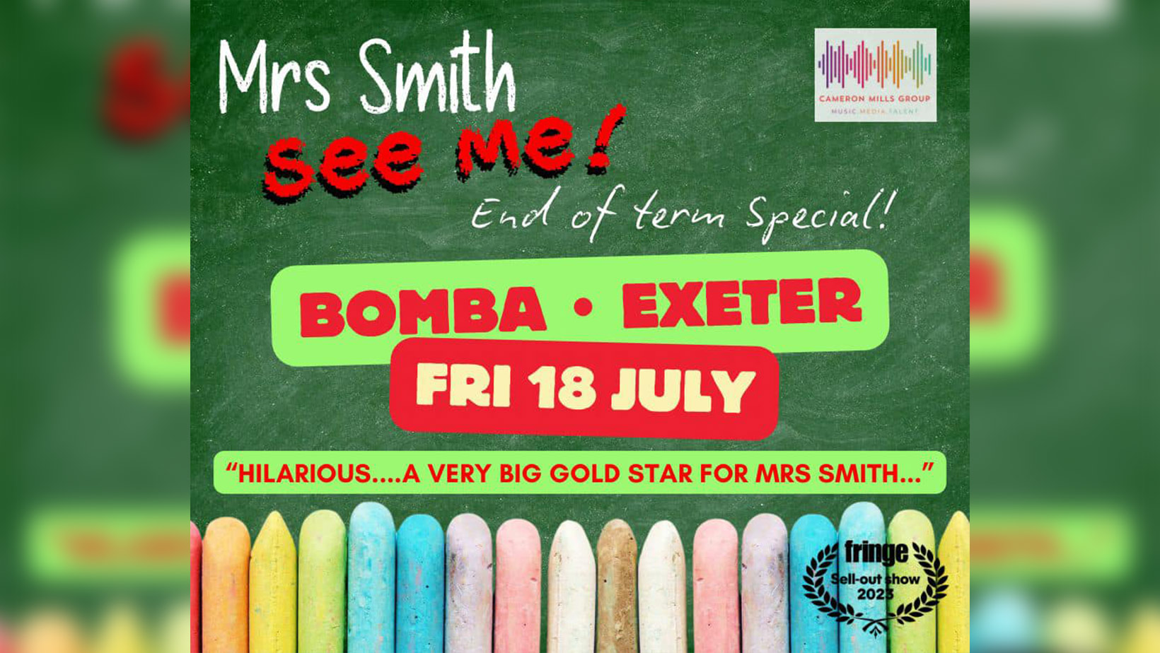 Comedy Show: Mrs Smith – Friday 18 July – Bomba – Exeter