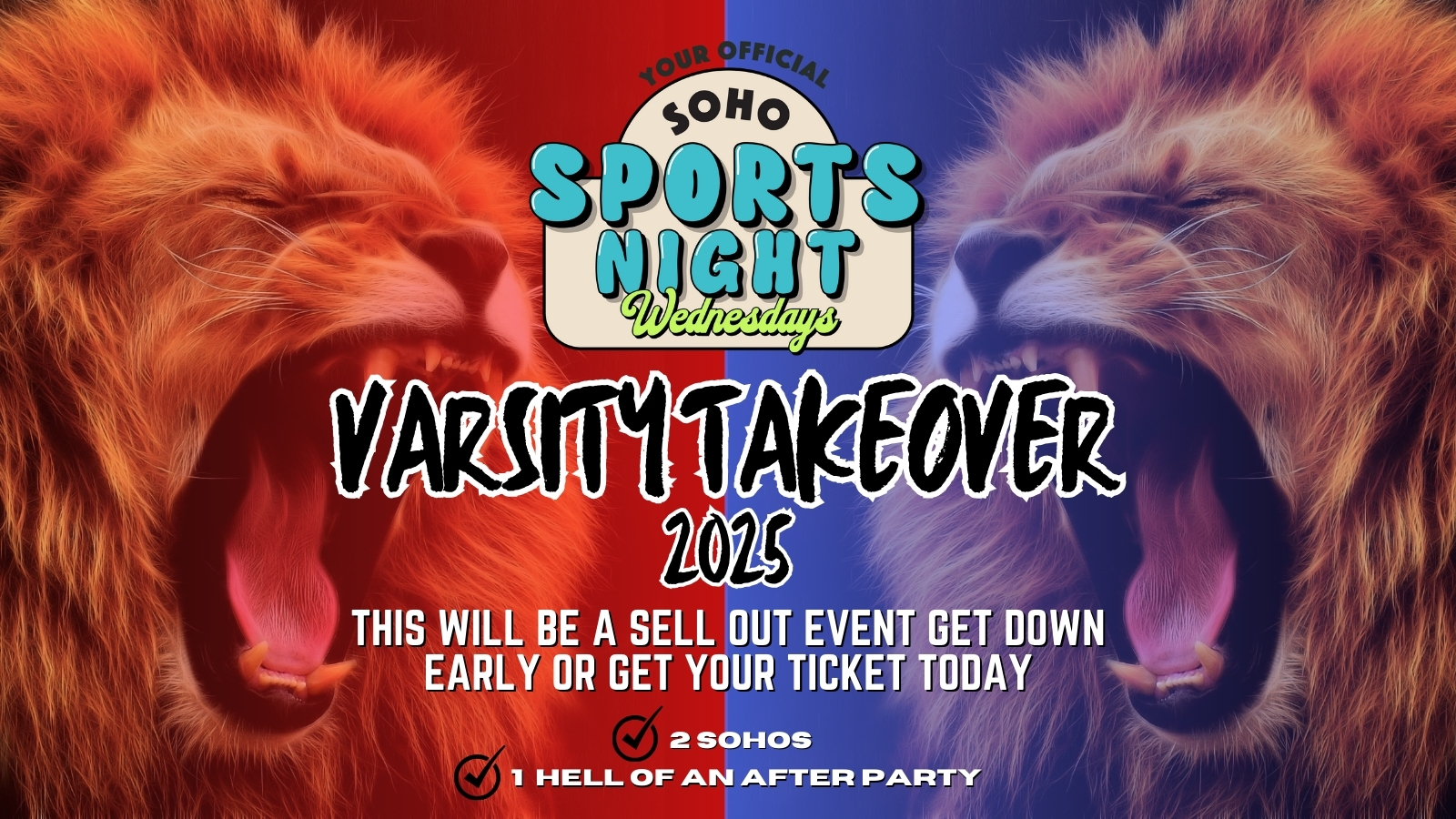 Soho Sports Night | Official Varsity AfterParty  | Soho Rooms Newcastle