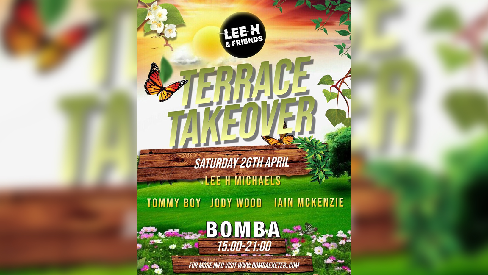 Bomba Terrace Takeover: Lee H & Friends // House // Sat 26 April // Bomba Exeter