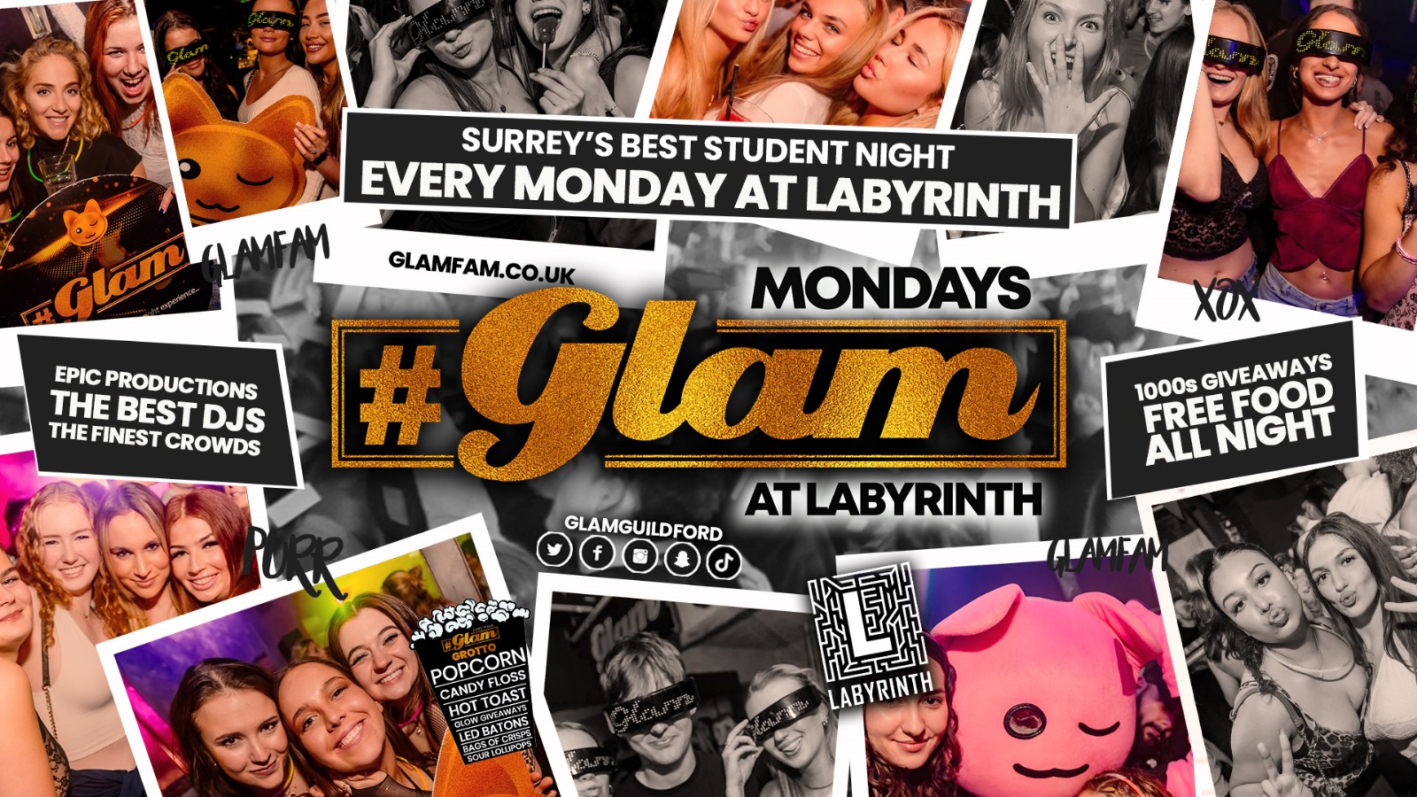 Glam – Surrey’s Biggest Monday Night ❤️‍🔥 Mondays at Labs 😻
