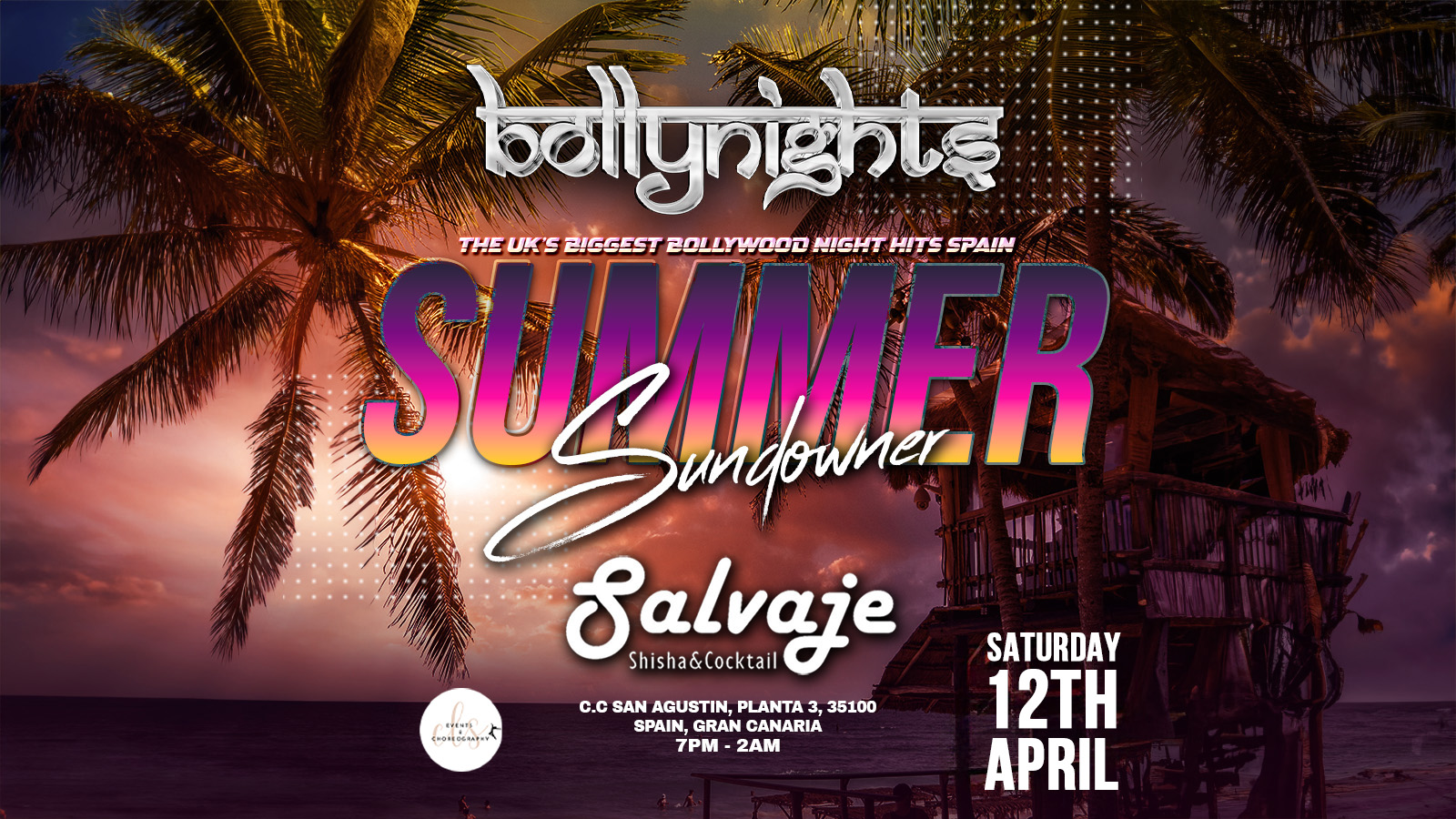 Bollynights Spain – Summer Sundowner 🌴☀️ | Saturday 12th April | Salvaje Gran Canaria