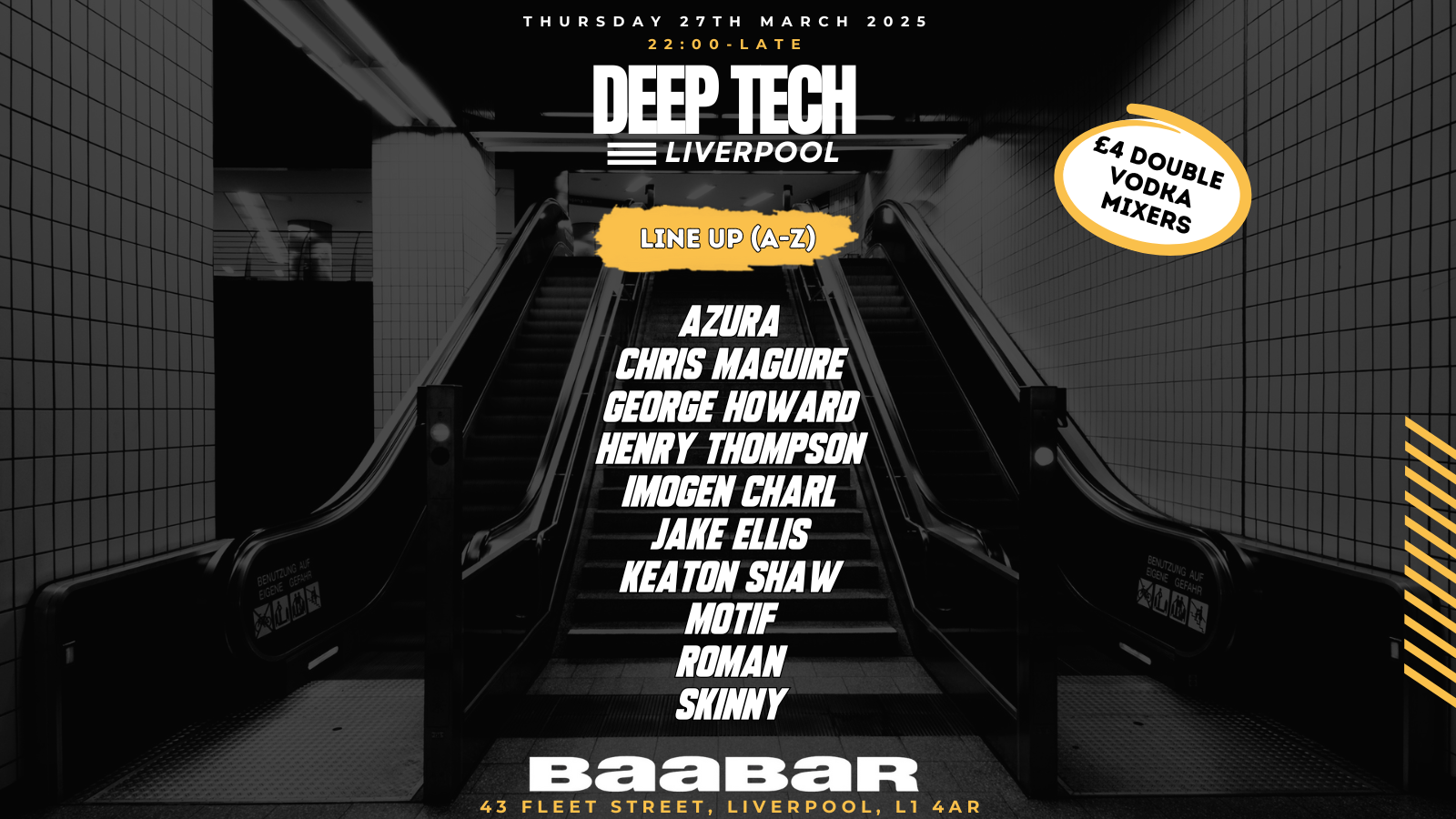 Baa Bar Liverpool x Deep Tech *NEW STUDENT RAVE* – Thursday 27th March