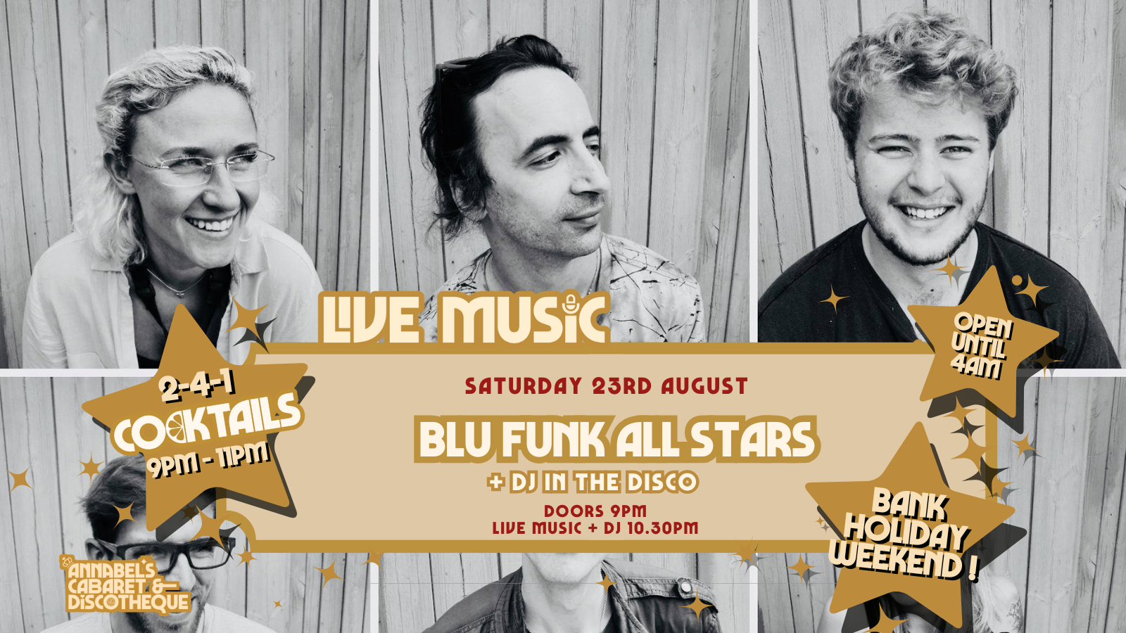 Live Music:  THE BLU FUNK ALL STARS // Annabel’s Cabaret & Discotheque