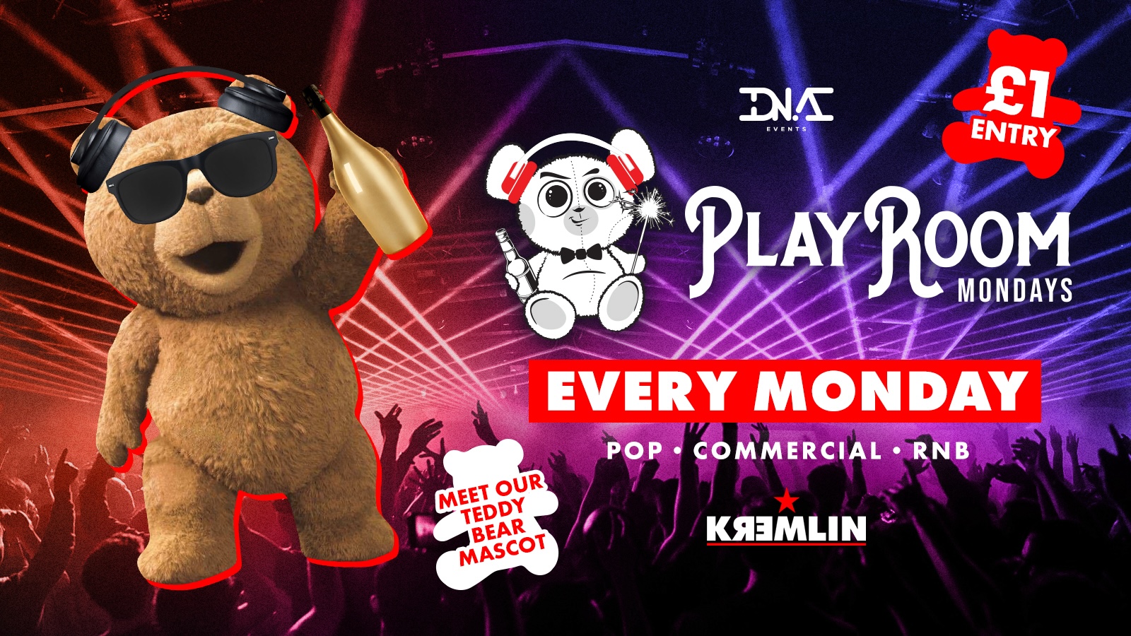 Playroom Mondays at Kremlin – £1 Entry & £3.50 Drinks 🐻