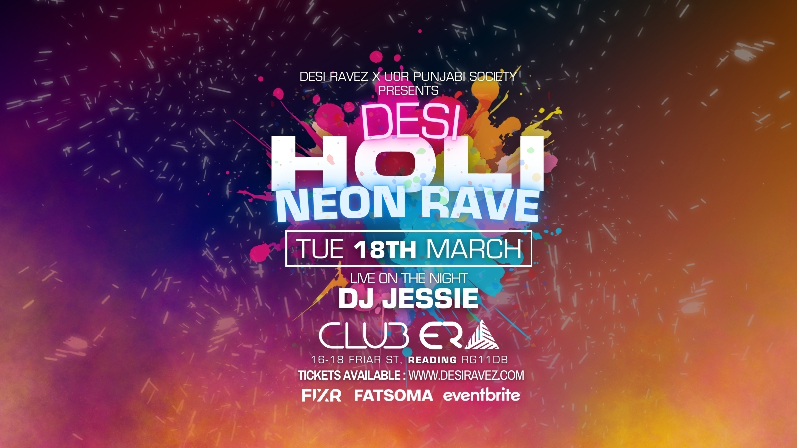 Desi Holi Neon Rave 🌈 – Tuesday 18th March