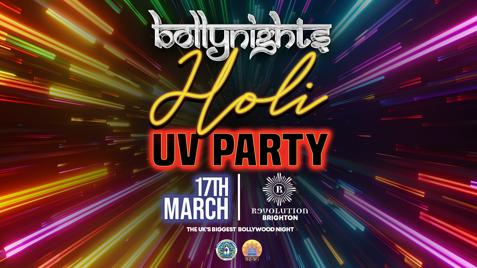 Bollynights Brighton – Holi UV Party | Monday 17th March | Revolution