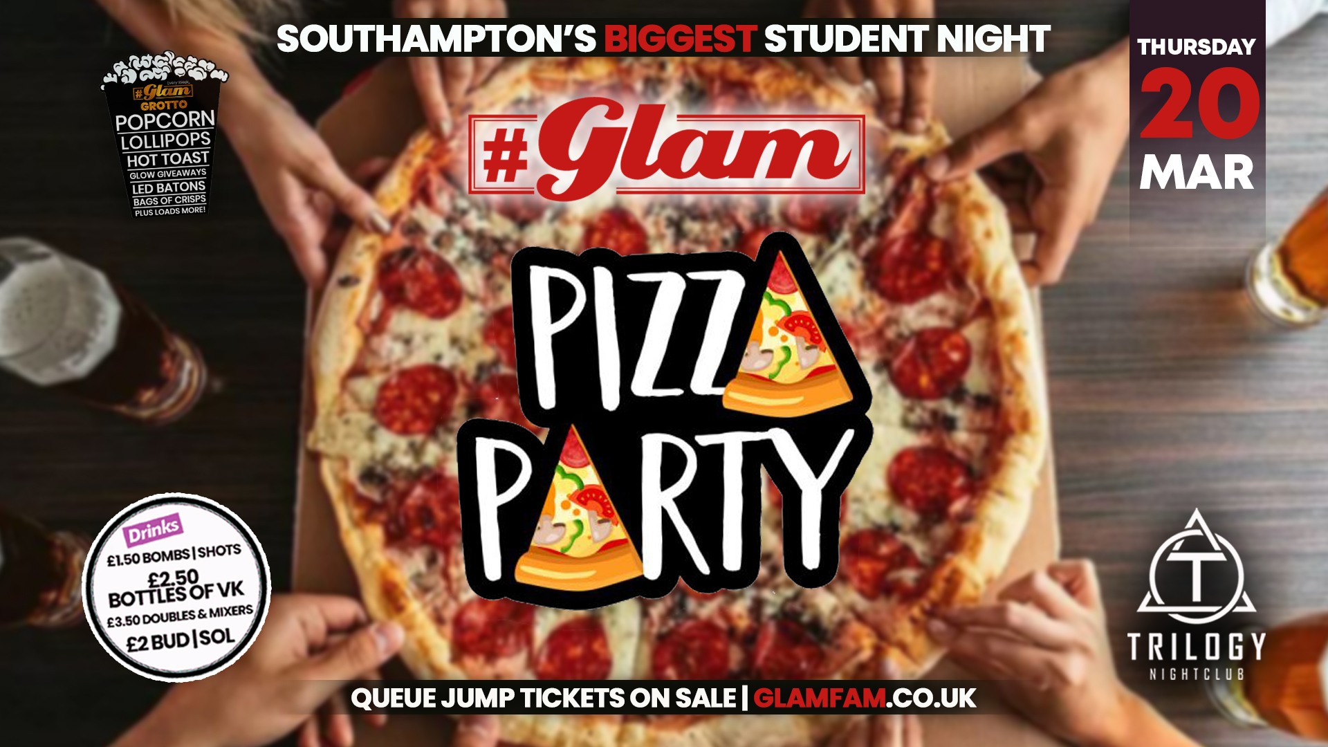 Glam Thursdays | 🍕 PIZZA PARTY 🍕Southampton’s Biggest Student Night 😻