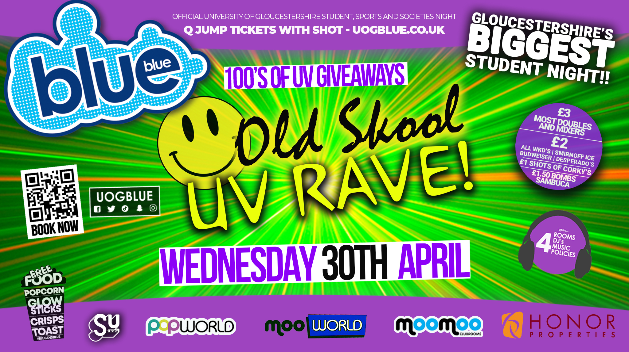 Blue and Blue Wednesdays | 😊 OLD SKOOL UV RAVE 😊 Gloucestershire’s Biggest Student Night 💙