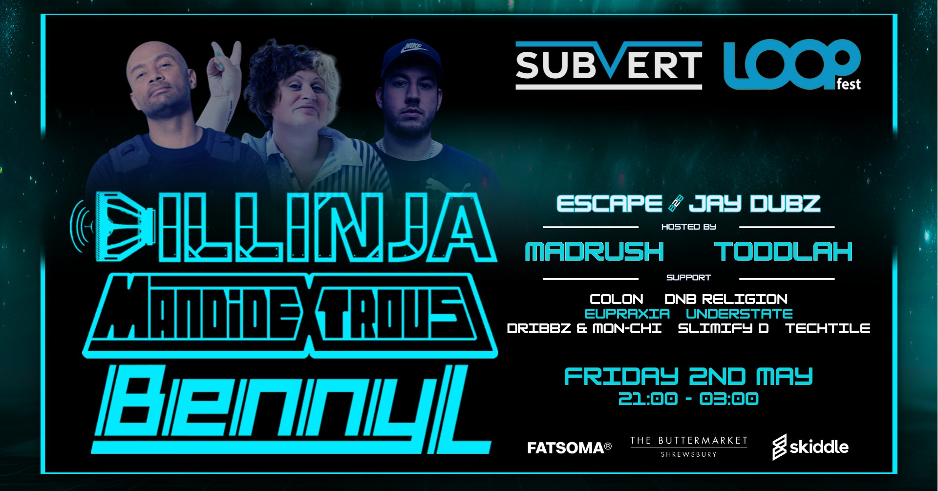 🚨 TONIGHT! Subvert x LOOPFEST w/ Mandidextrous, Dillinja, Benny L and more