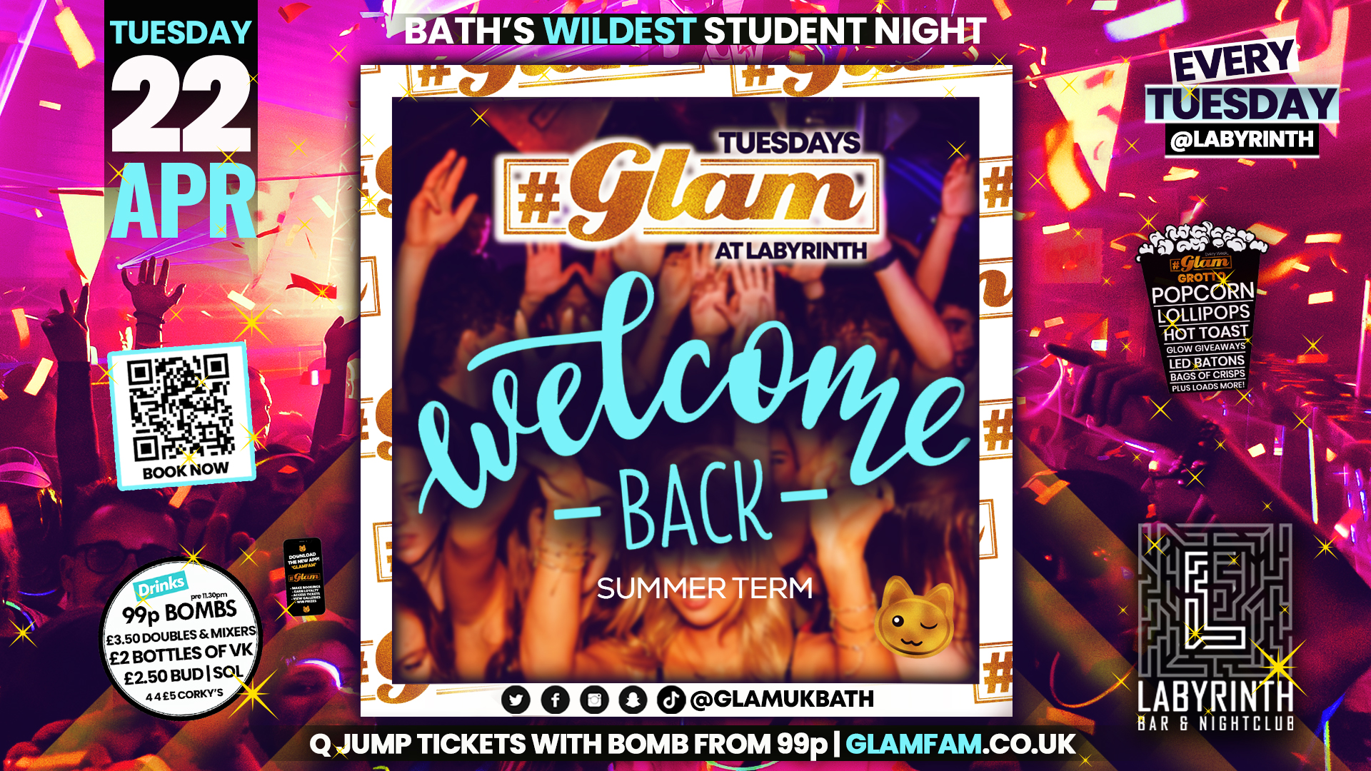 Glam – WELCOME BACK SEM 3! ☀️ Bath’s Wildest Student Night | Tuesdays at Labs 😻